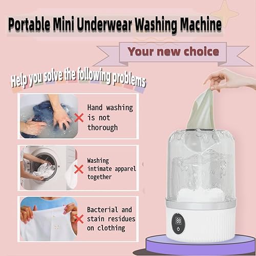 Miniatura 3 de Lavadora de ropa interior, mini lavadora, mini lavadora portátil 2025, lavadora de ropa interior recargable para bragas, brasier, calcetines para el