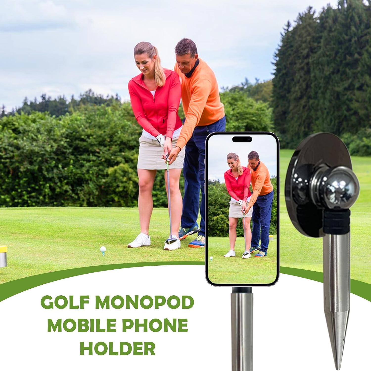 Golf Phone Holder,Magnetic Golf Phone Holder with Stake | Portable Mount Analyzer for Filming Outdoor Video Enthusiasts Camera Practice Travel Course Vloggers Coaches