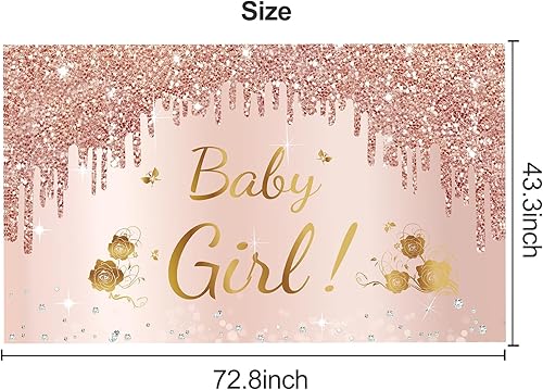 Miniatura 2 de Decoración de baby shower, pancarta para niña, fondo de fiesta de baby shower, fondo de fiesta de baby shower, fondo de fotomatón de fondo rosa