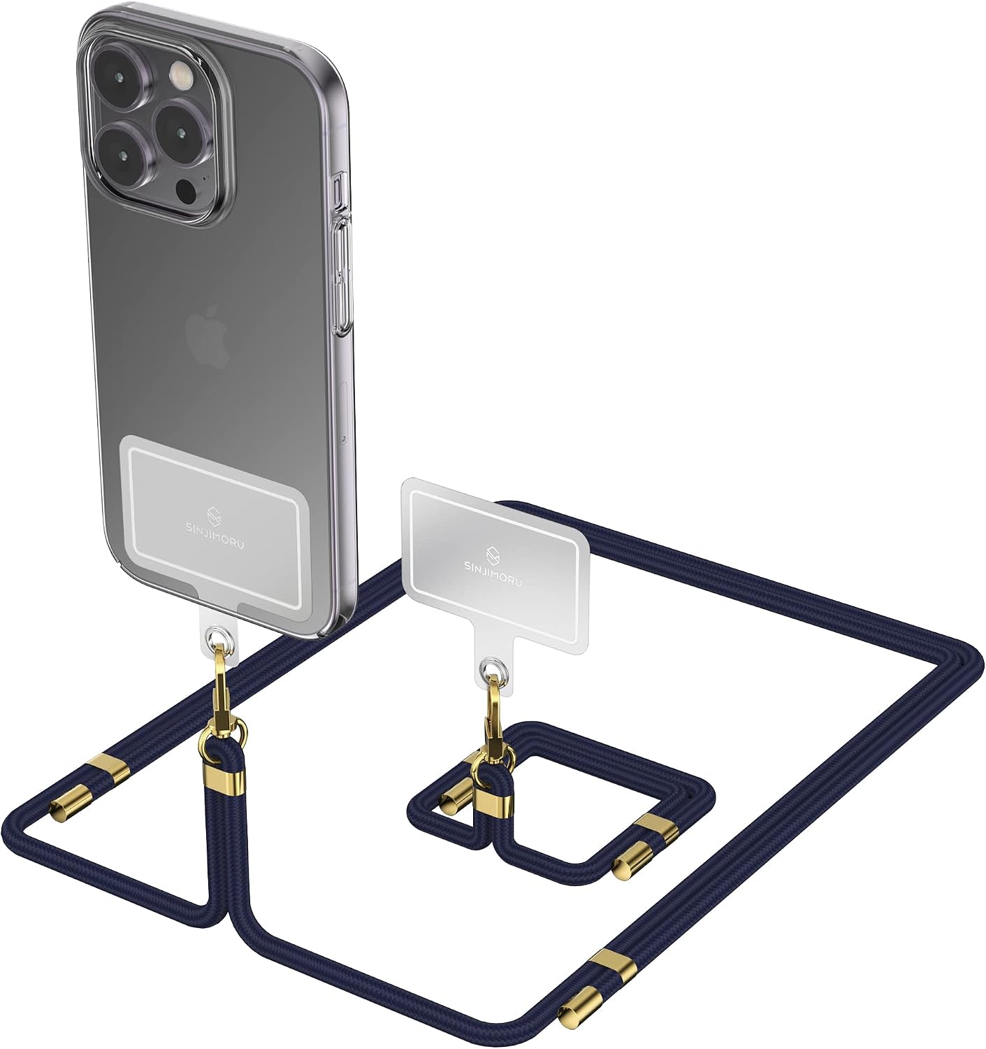 Sinjimoru Cell Phone Lanyard for Phone Case (2Packs), with Adjustable Phone Strap for Wrist Compatible with Key Holder & ID Card Holder. Sinji Strap Navy
