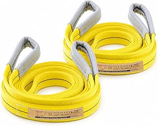 Polyester Web Sling Lifting Straps, 2 Pack 6.5 FT x 1 in Eye and Eye Lifting Slings, Flat Rigging and Hoist Straps, WLL 2200 lb Vertical, 1760 lb Choker, 4400 lb Basket