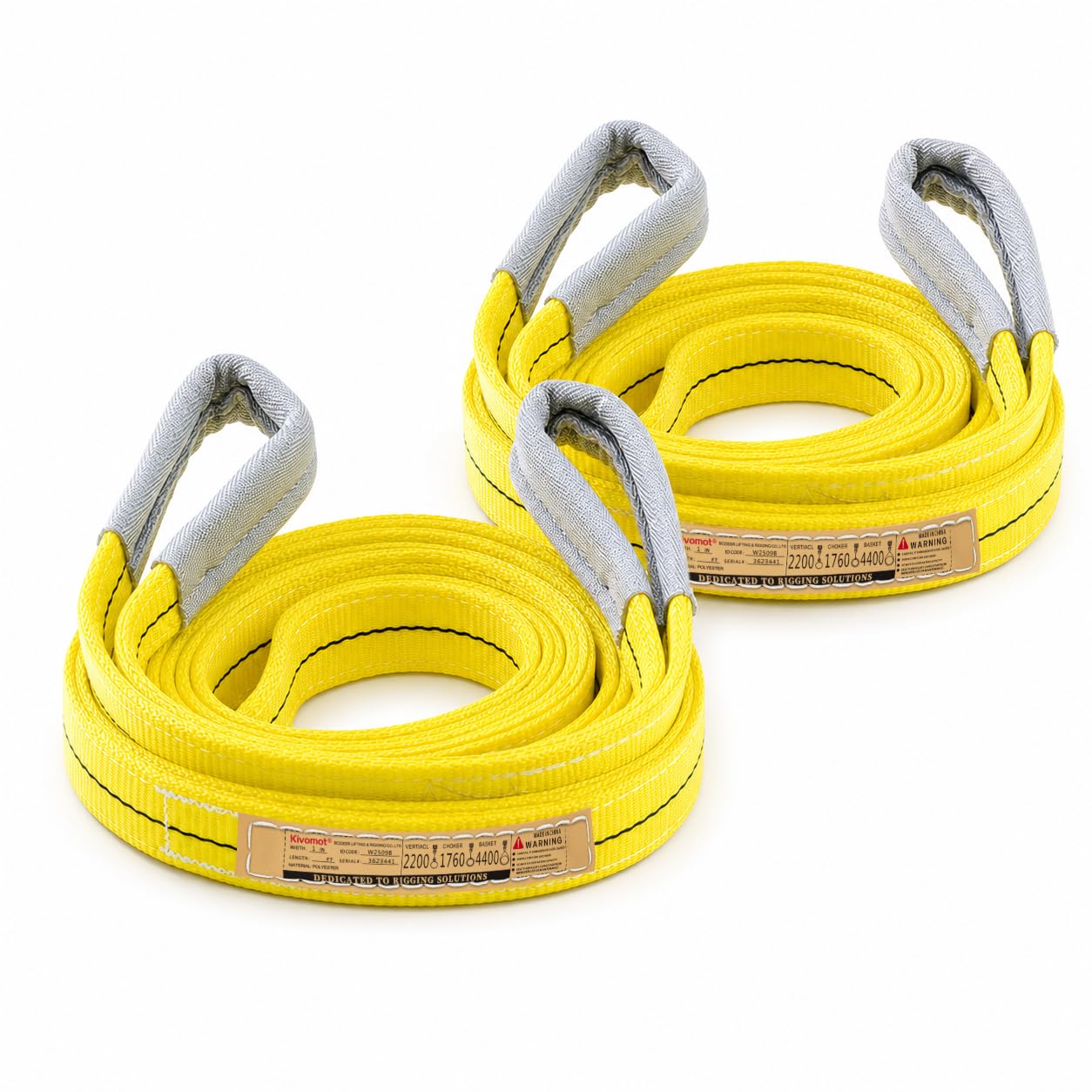 Eye & Eye - Fascia in poliestere (PET), 2,5 cm x 2 m, peso 1 kg, fattore di design 5:1, giallo (confezione da 2)