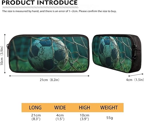 Miniatura 6 de FOR U DESIGNS Caja de lápices con patrón de fútbol para niñas y niños, organizador multifunción de papelería