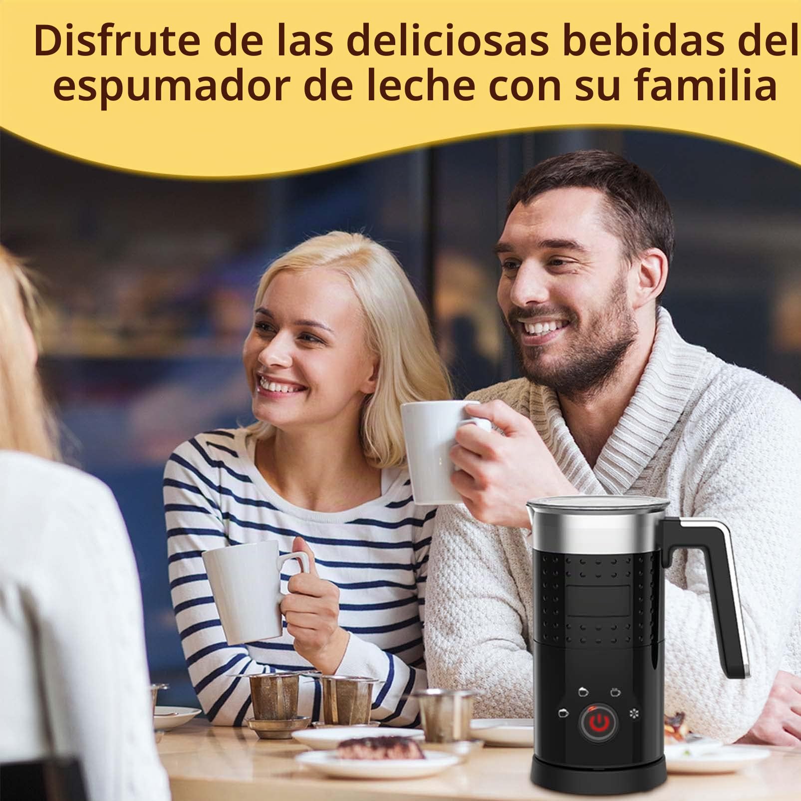 Espumador de Leche Eléctrico 4 en 1 – Espumador Automático de Leche de 300 ml de Gran Capacidad Vaporizador de Leche Silencioso para Espuma de Leche Fría Caliente Chocolate Caliente Latte Capuchino