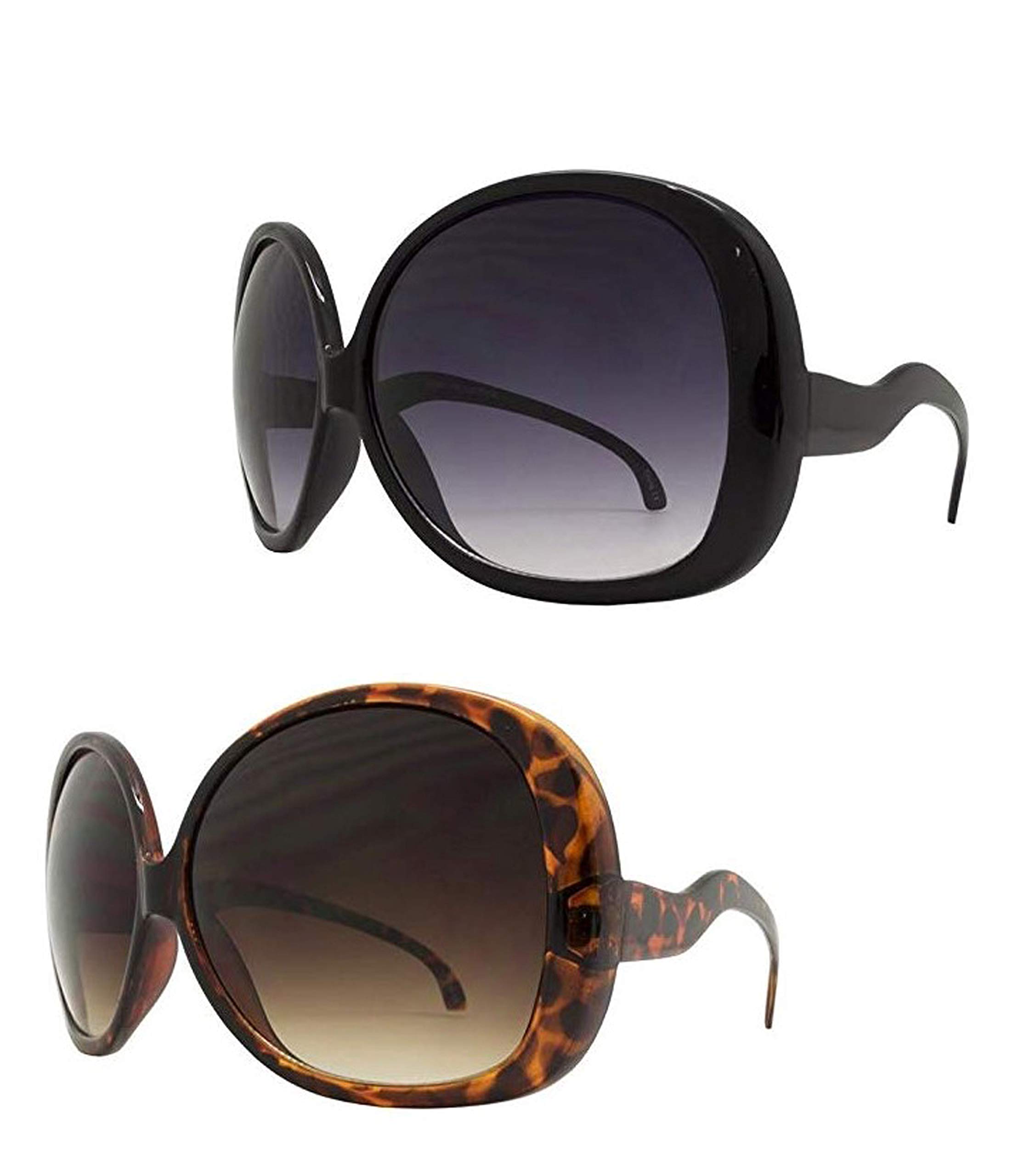 Elite - Big Huge Oversized Vintage "Jackie O" Style Sunglasses Retro Women Celebrity Fashion (Black and Tortoise)