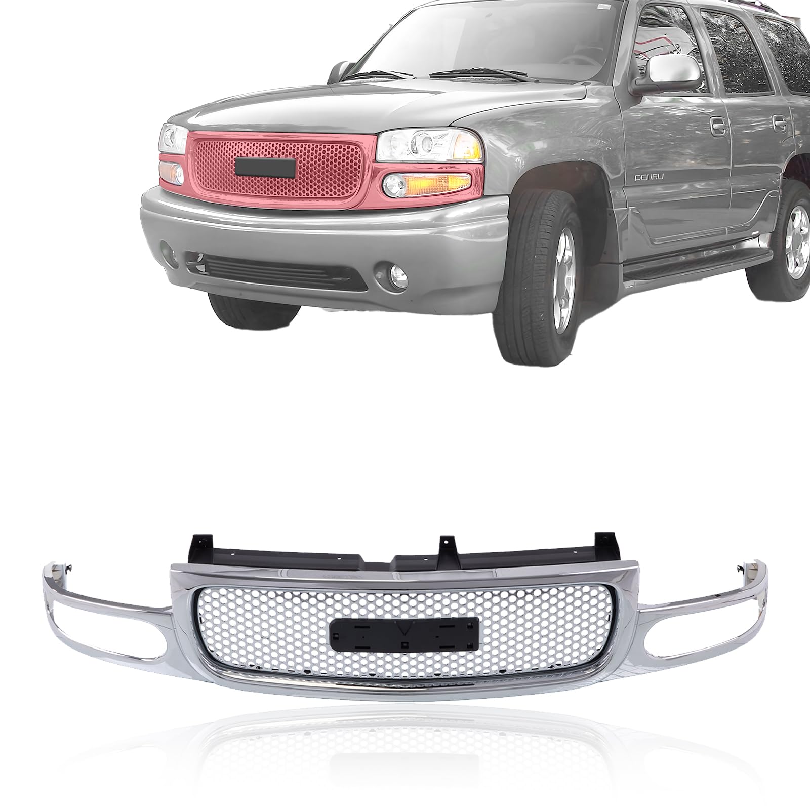 CarPartsDepot Front Grille Grill Fits GMC Sierra 03-07 Chrome Black | Direct fit automotive replacement grille for 2003-2007 Verify Vehicle Fitment Before Purchase GM1200475 19130791 product thumbnail 2