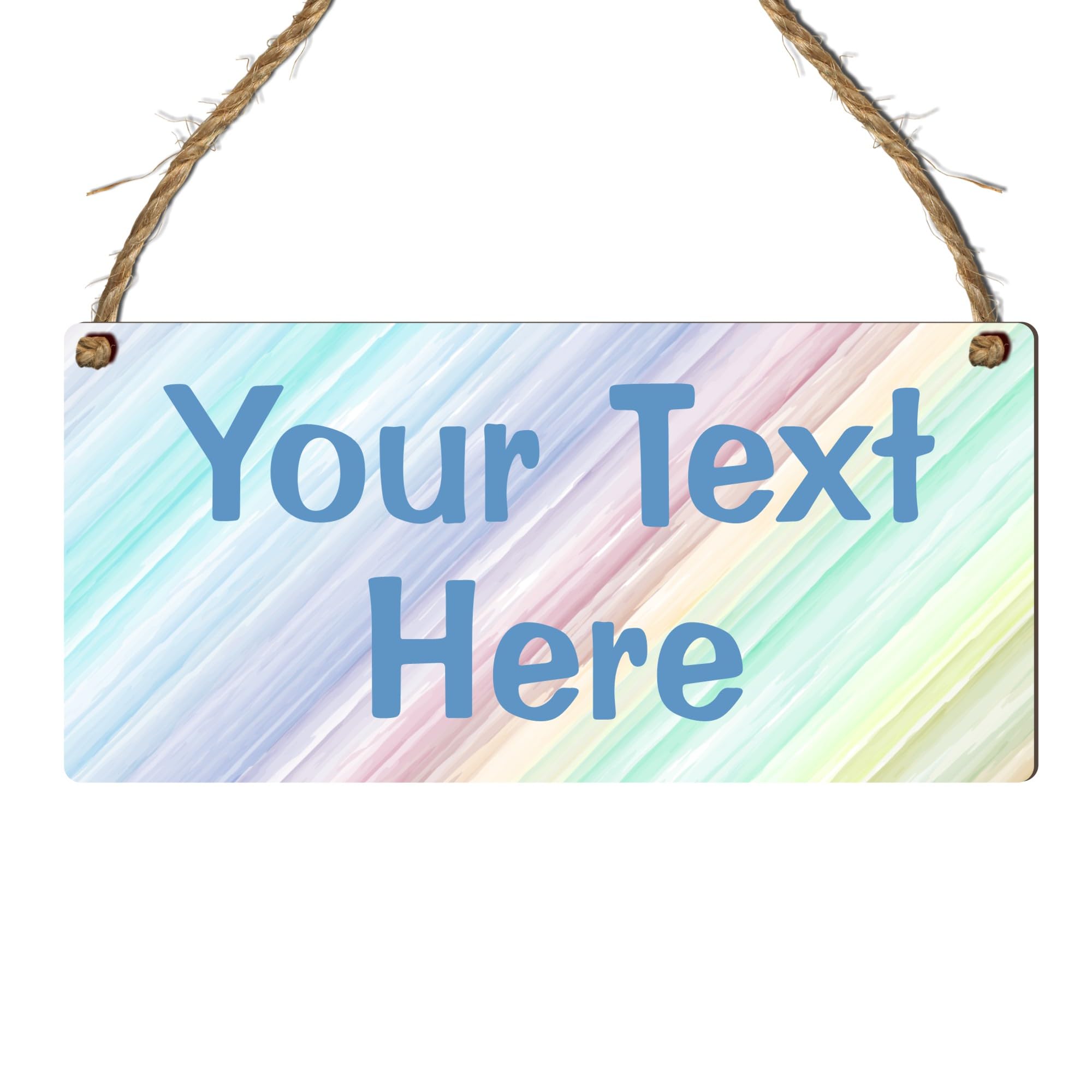 Customisable Hanging Plaque – Personalised Text Sign – Multiple Colours & Designs, Indoor Use, Ideal for Home Décor, Gifts & Special Occasions (Pastel Multi Stripes, Mdf Wood Indoor Use Only)