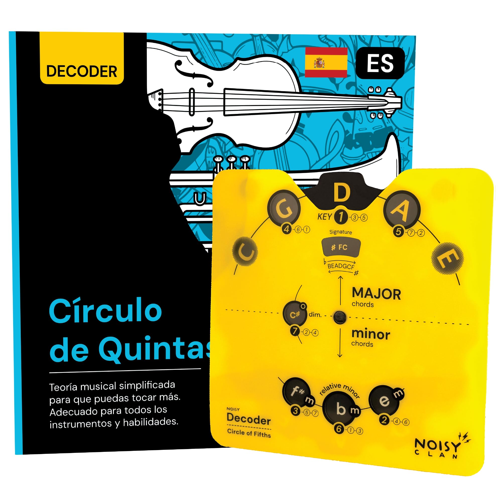 Circle of Fifths Wheel & Spanish Music Theory Book Crculo de Quintas For All Levels Music Learning Tool Learn Chords, Keys & Progressions Write More, Play More, Master Music
