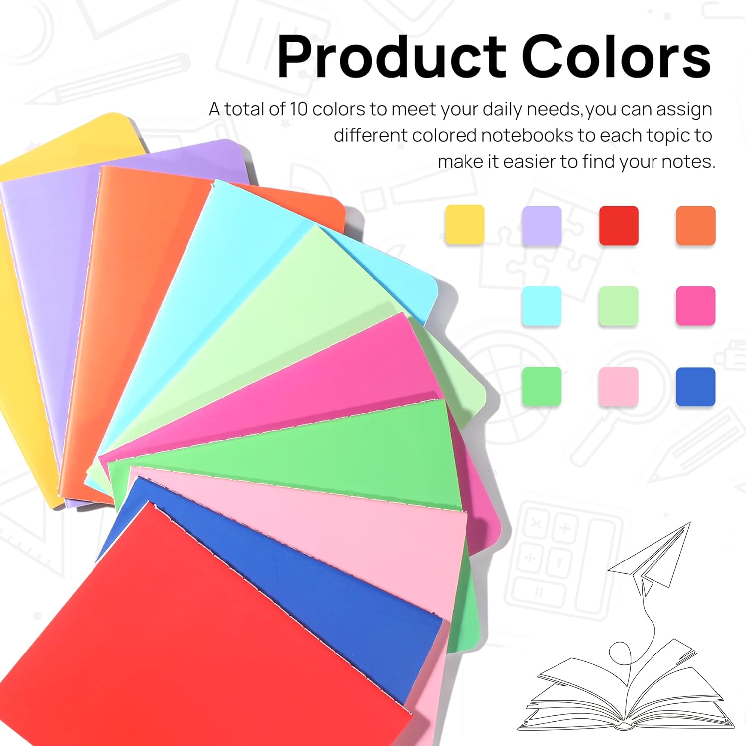 miikoul 60 Pack Small Colorful Blank Notebook Bulk,A6 Pocket Notepads Mini Journal Set for Student Traveler Office Back to School Supplies, 5.5" X 4", 30 Sheets/60 Pages,10 Colors - Image 4