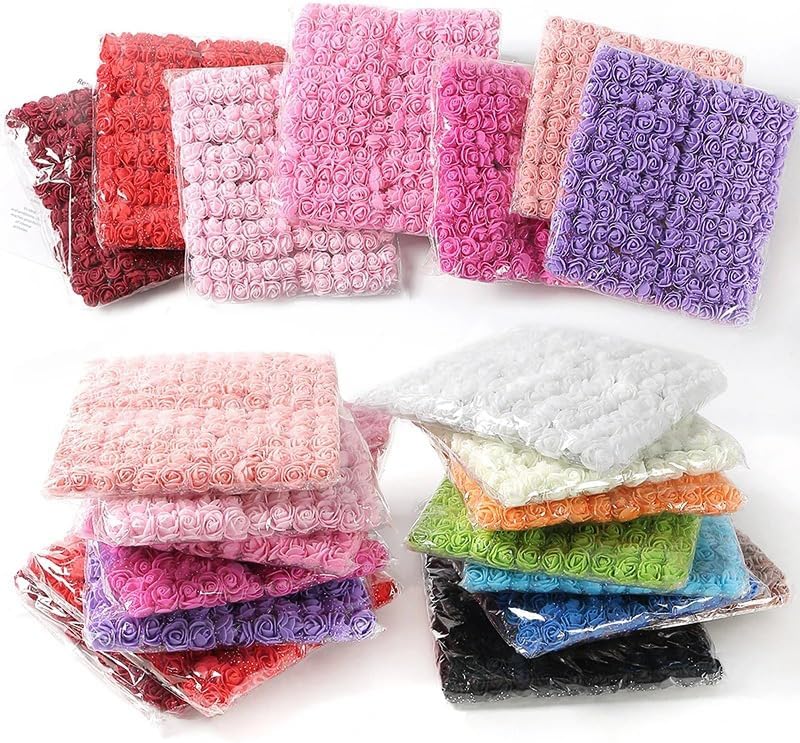 Mini Fake Rose Flower Heads 144pcs Mini Artificial Roses DIY Wedding Flowers Accessories Make Bridal Hair Clips Headbands Dress (Bottom add Gauze) Milk White - Image 7