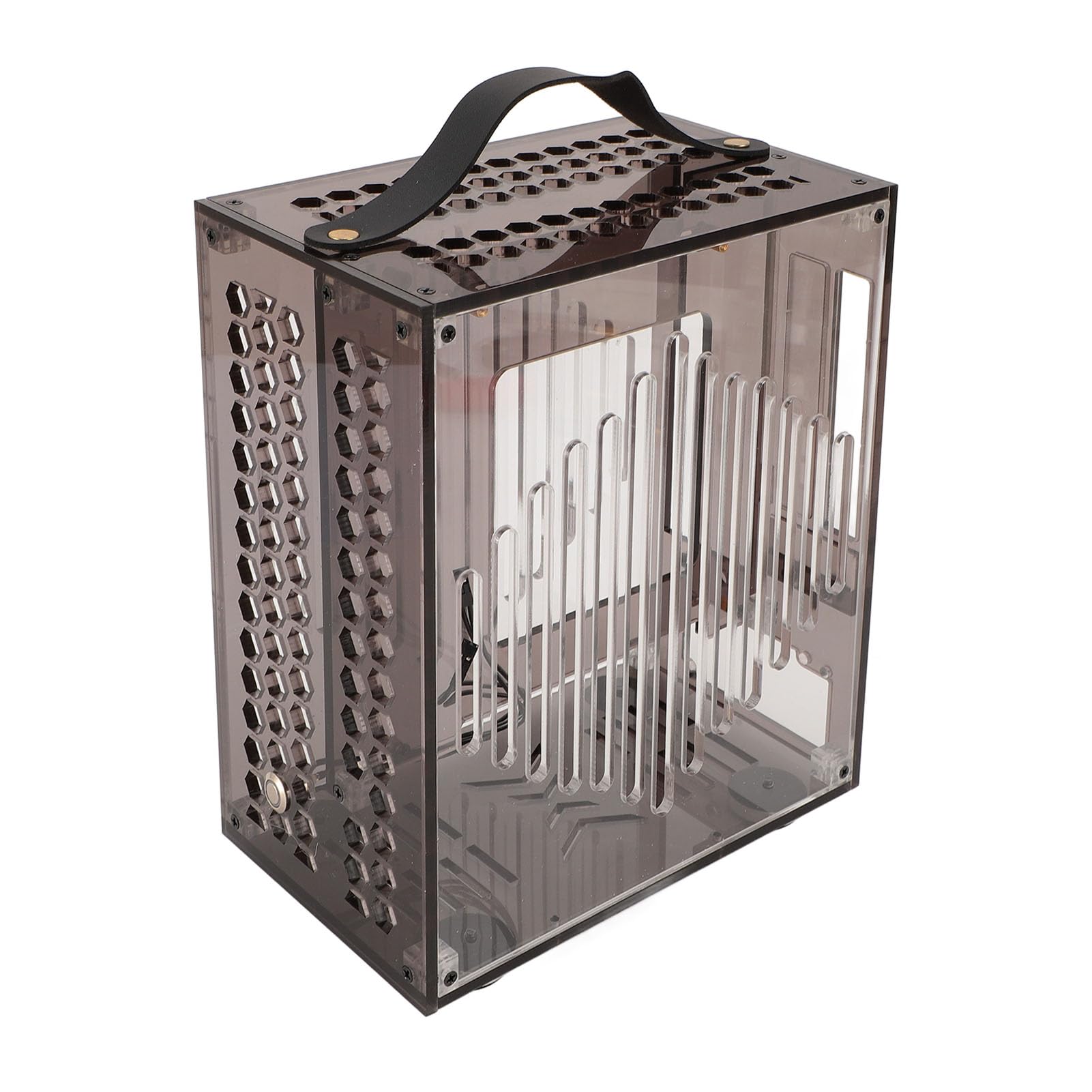 AMONIDA Miniaturowa Obudowa Komputera ITX Przenośna Przezroczysta Akrylowa Obudowa Komputera Stacjonarnego DIY do Rozrywki Domowej Mały Rozmiar 23x20,5x12cm (BLACK)