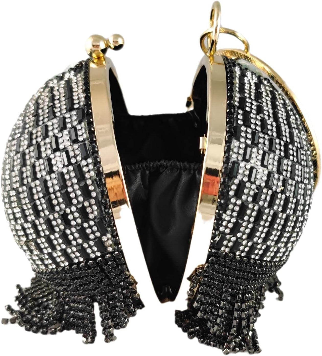 Boutique De FGG Round Ball Crystal Clutch Purse Women Formal Evening Bags Wedding Party Tassel Rhinestone Clutch Bags,Mini - Image 6