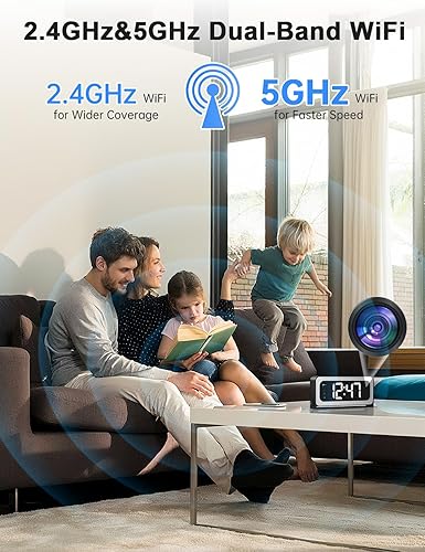 Miniatura 2 de Cámara de reloj inteligente, cámaras de seguridad WiFi 5G y 2.4G inalámbricas para interiores, cámaras 2K para conversación bidireccional de