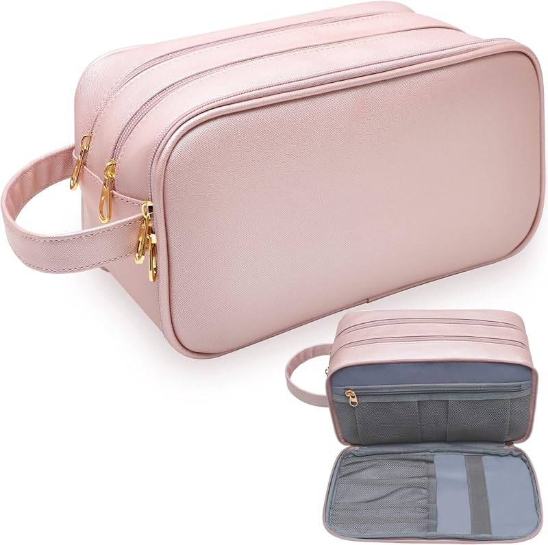 Necessaire de viagem BAIMAY rosa com zíper e divisórias