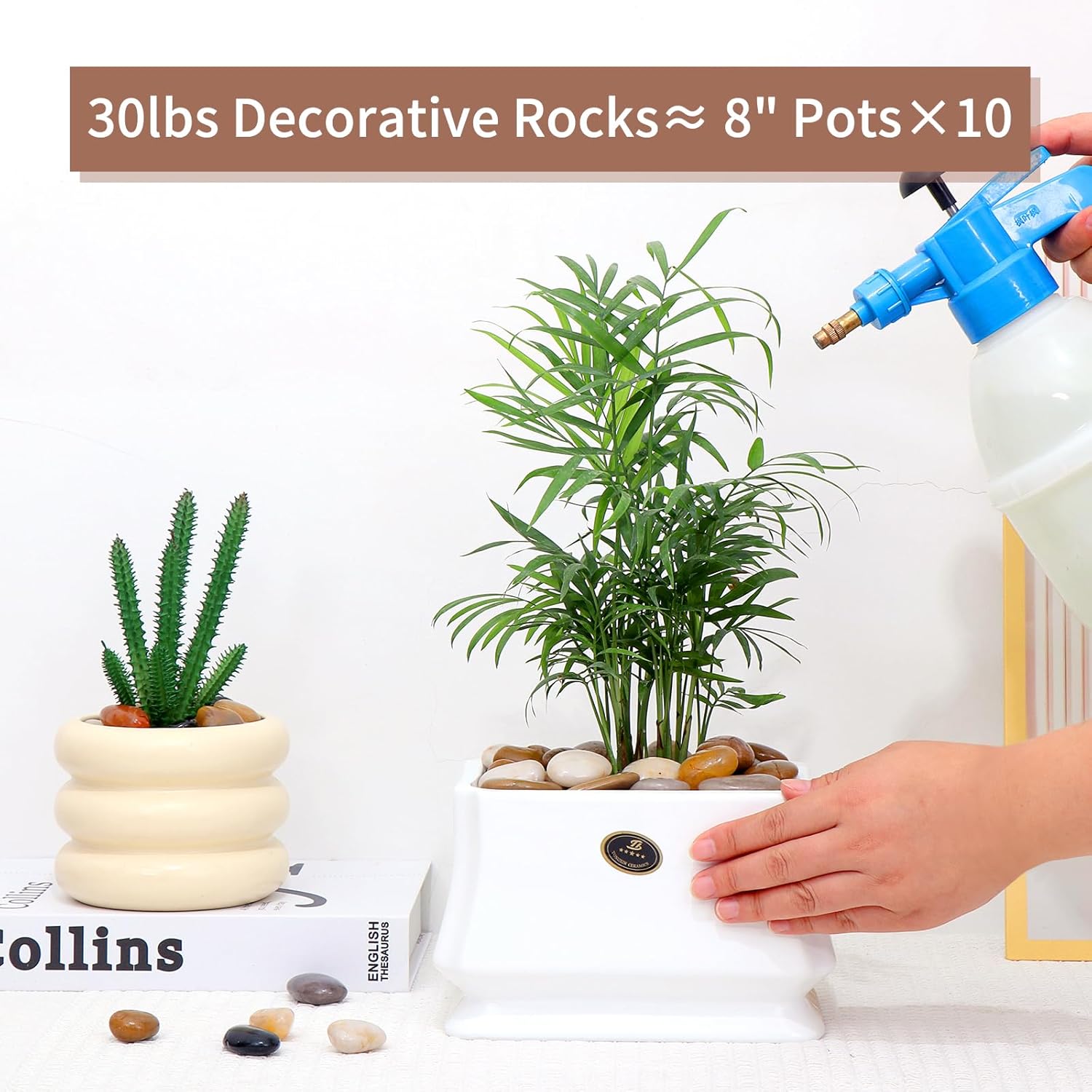 Calofulston 30LB River Rocks and 30lb Pebbles, Decorative Polished Stones for Garden Landscaping, Planters, Indoor and Outdoor Decor, Mixed Color