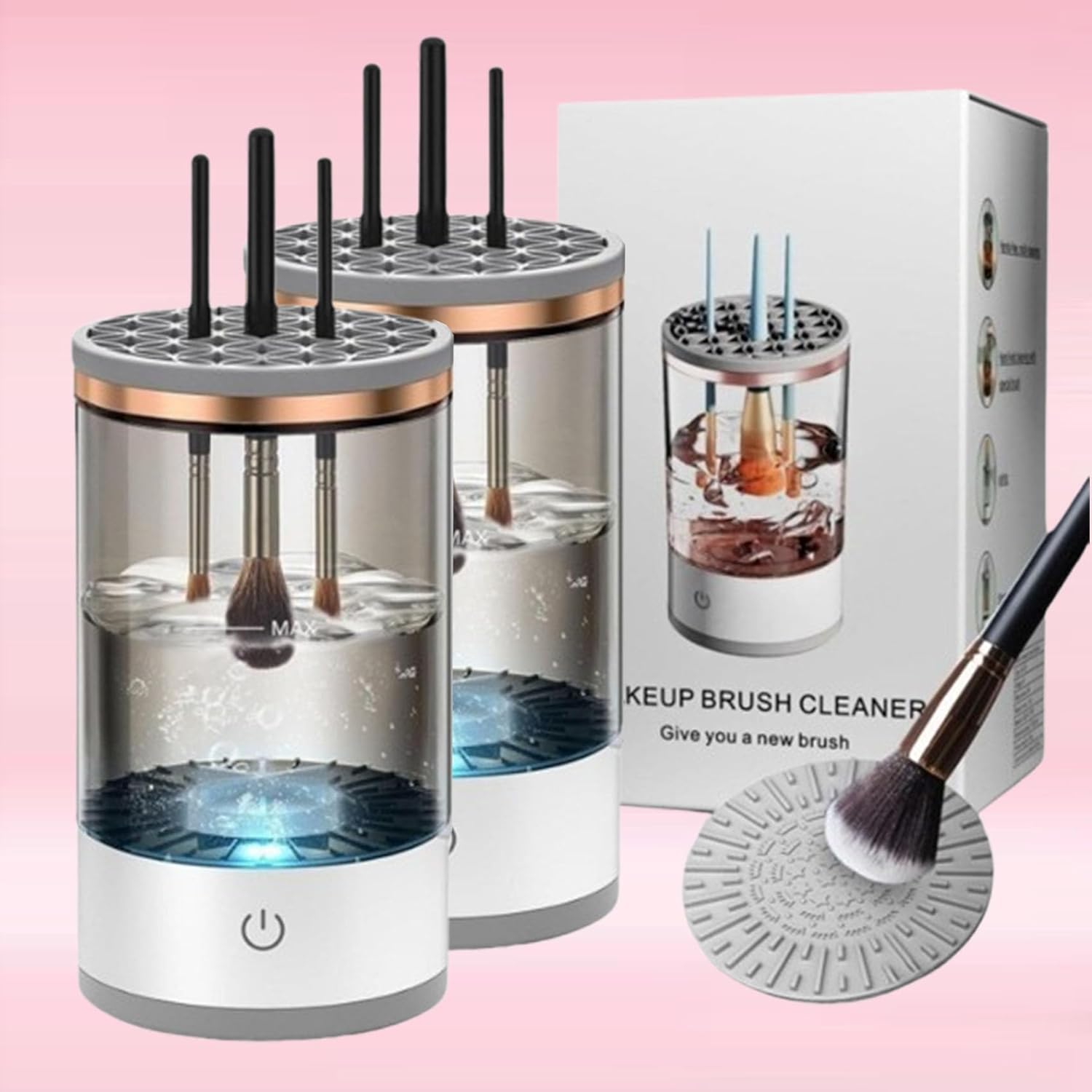 Cosmetic Brush Cleaner - Automatic Electric Makeup Brush Cleaner Machine, Your Makeup Brush Game Changer (2PCS)