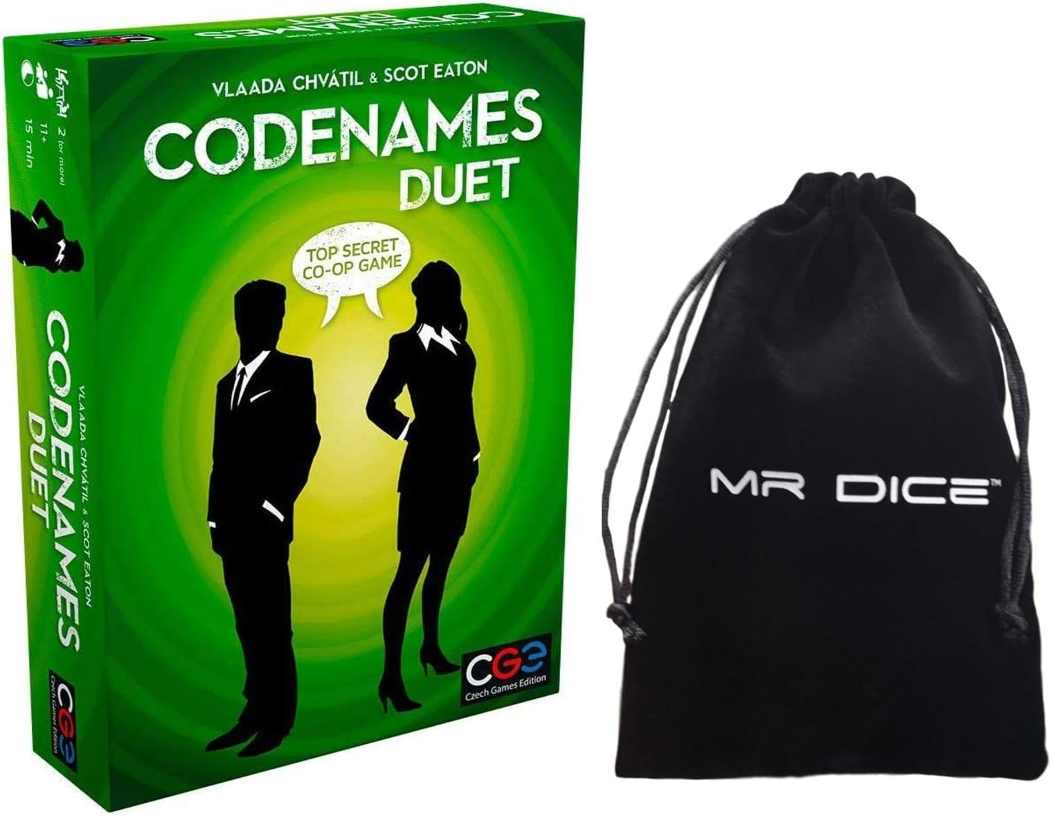 Codenames Duet Party Game Bundle with Drawstring Bag