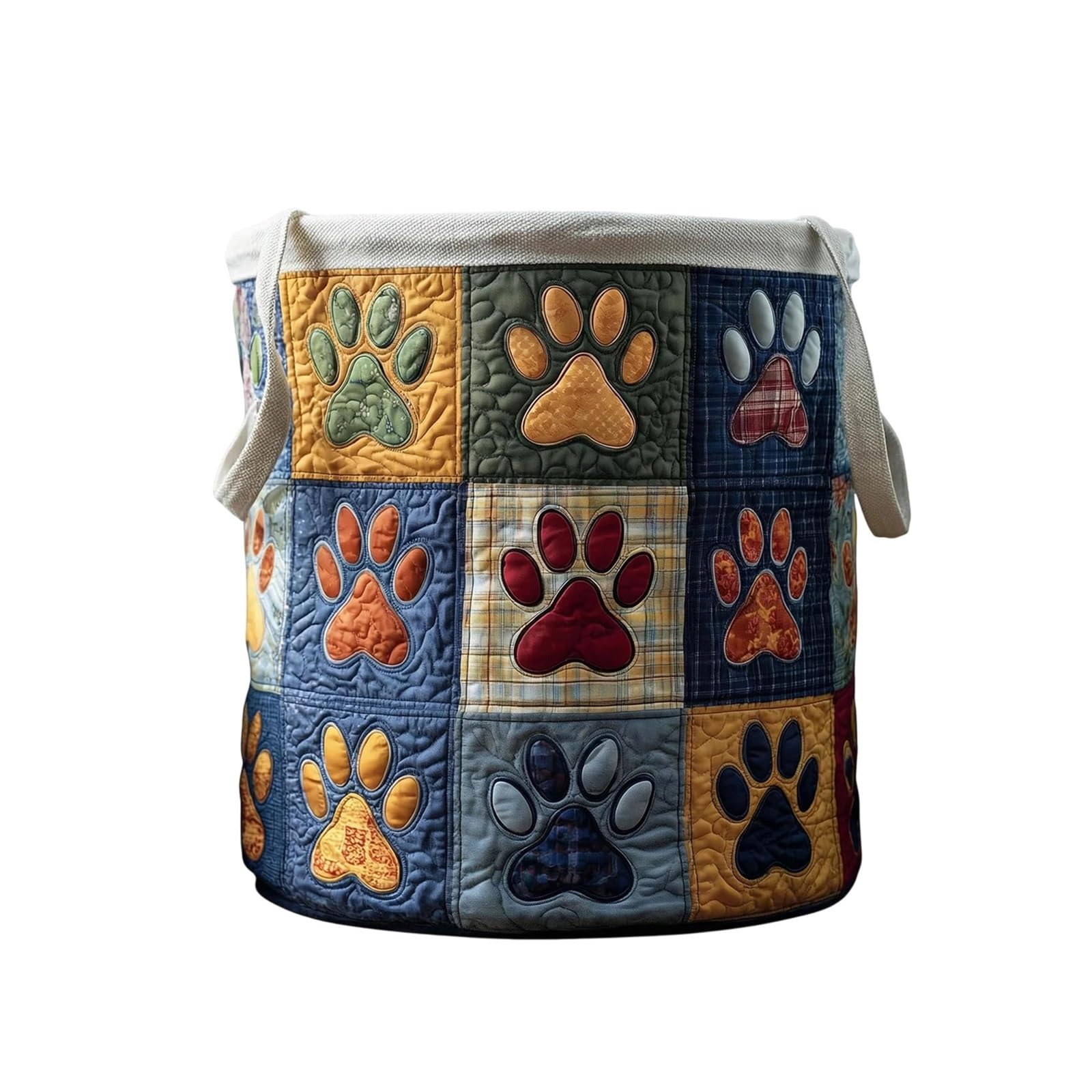 Gesteppter Wäschekorb Boho gesteppter Wäschekorb | Stoff-Aufbewahrungskorb mit Blumenmuster und Griff for tragbare Kleidung for das Schlafzimmer(Color 4)