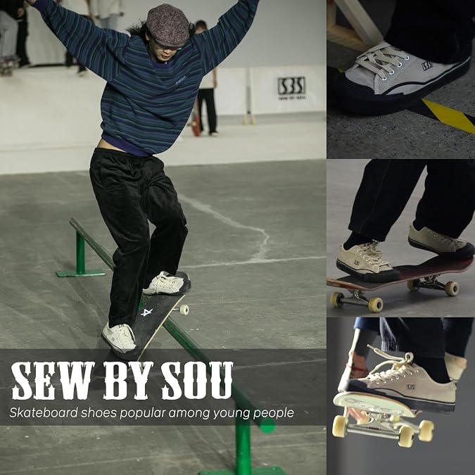Skateboard Shoes for Men Leather Low Top Pro Skateboarding Training Casual Sneakers