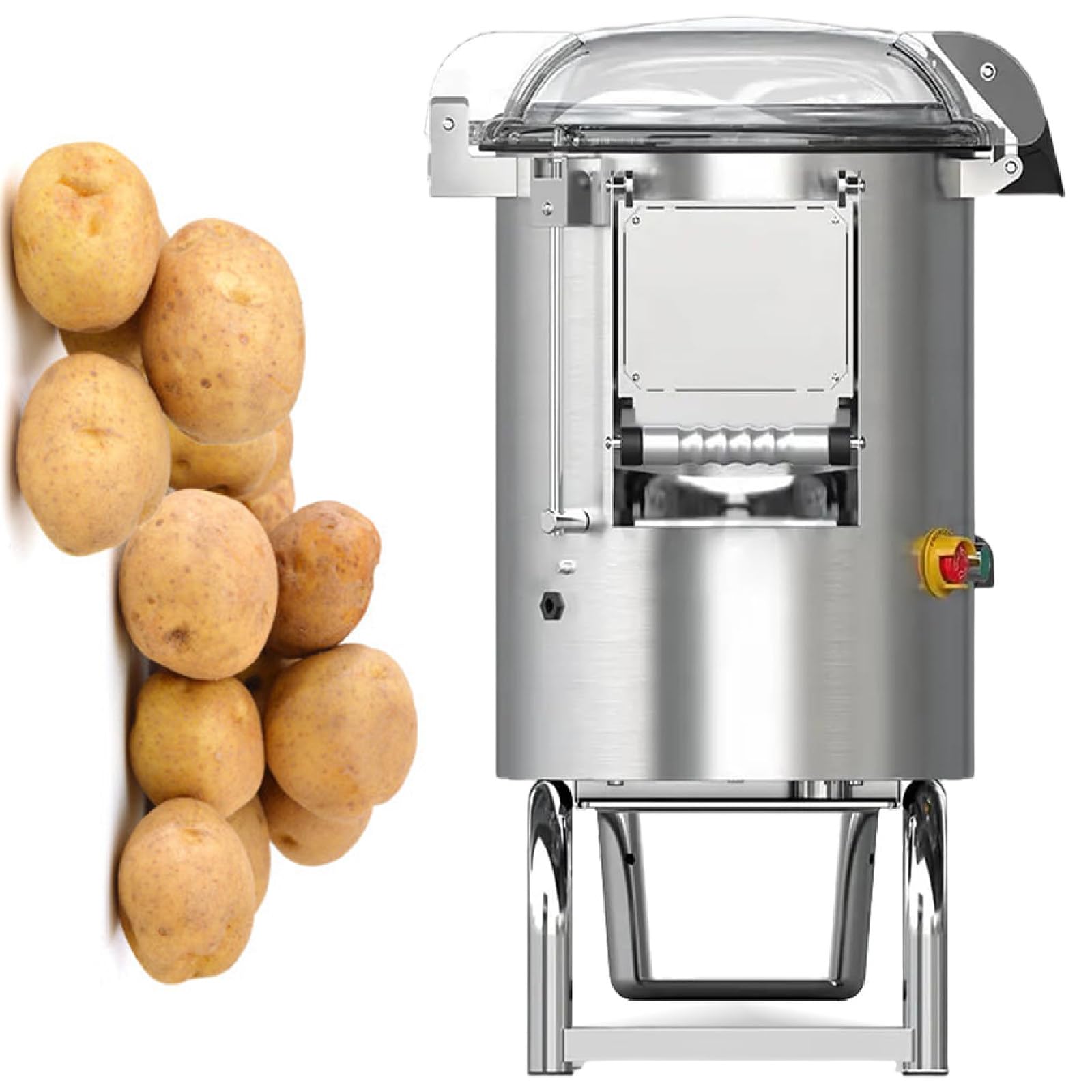 OLSKFUH Automatic Potato Peeler, Electric Potato Washer With 0-5 Minute Timer, 750W Commercial Potato Peeler, 110V,110v