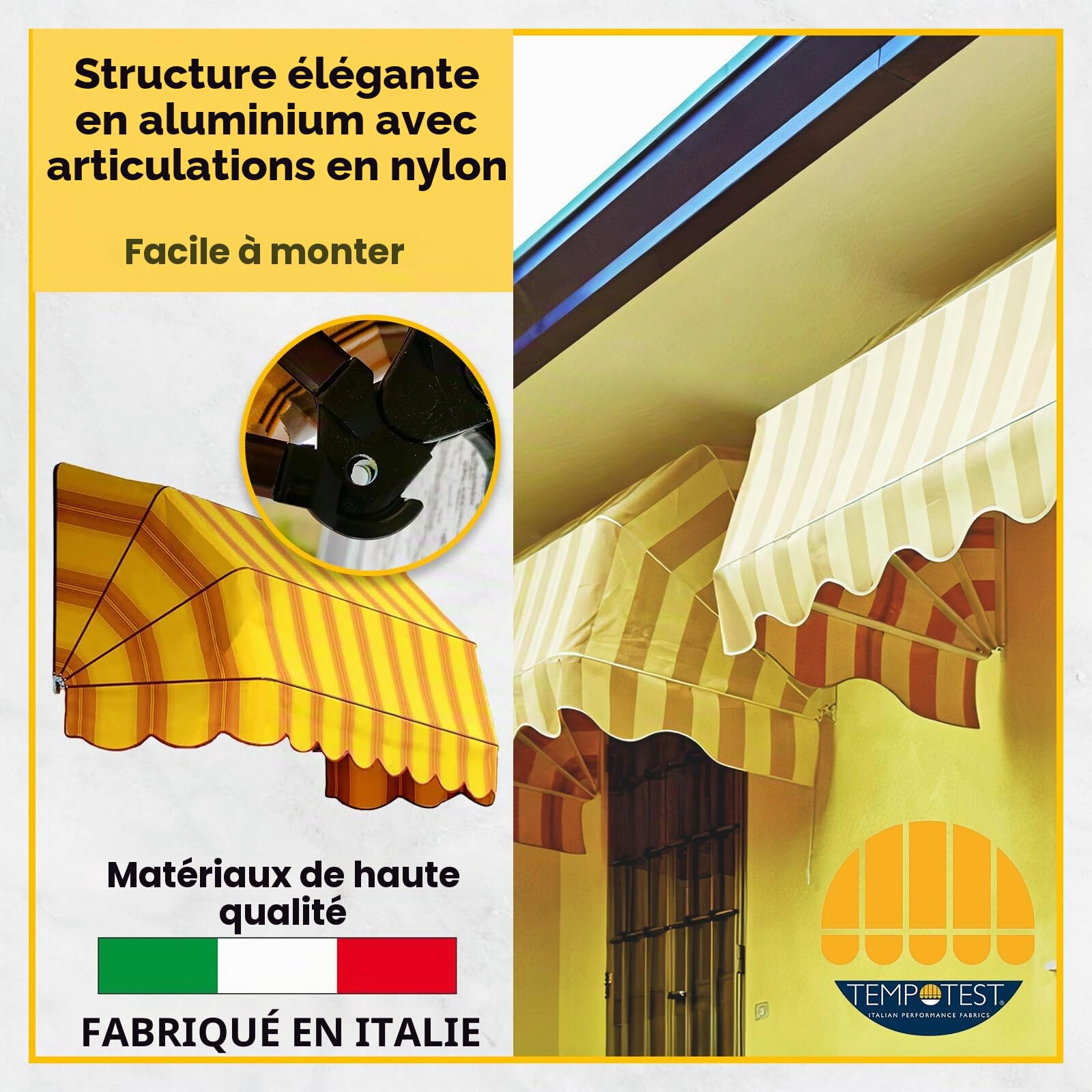TENDEEVOLUTION Store Banne Capote Extérieur à 4 Arceaux, Tissu Tempotest ou PVC, Store Balcon ou Fenêtre, Personnalisable et Motorisé ou Manuel, Store Exterieur pour Terrasse (L. 150 X P. 80)