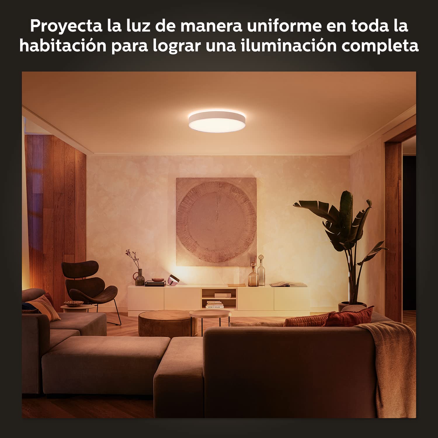 Philips Hue – Lámpara inteligente, Hue Enrave XL, Lámpara de Techo LED Inteligente, Luz Blanca de Cálida a Fría, Compatible con Alexa y Google Home, Color Blanco