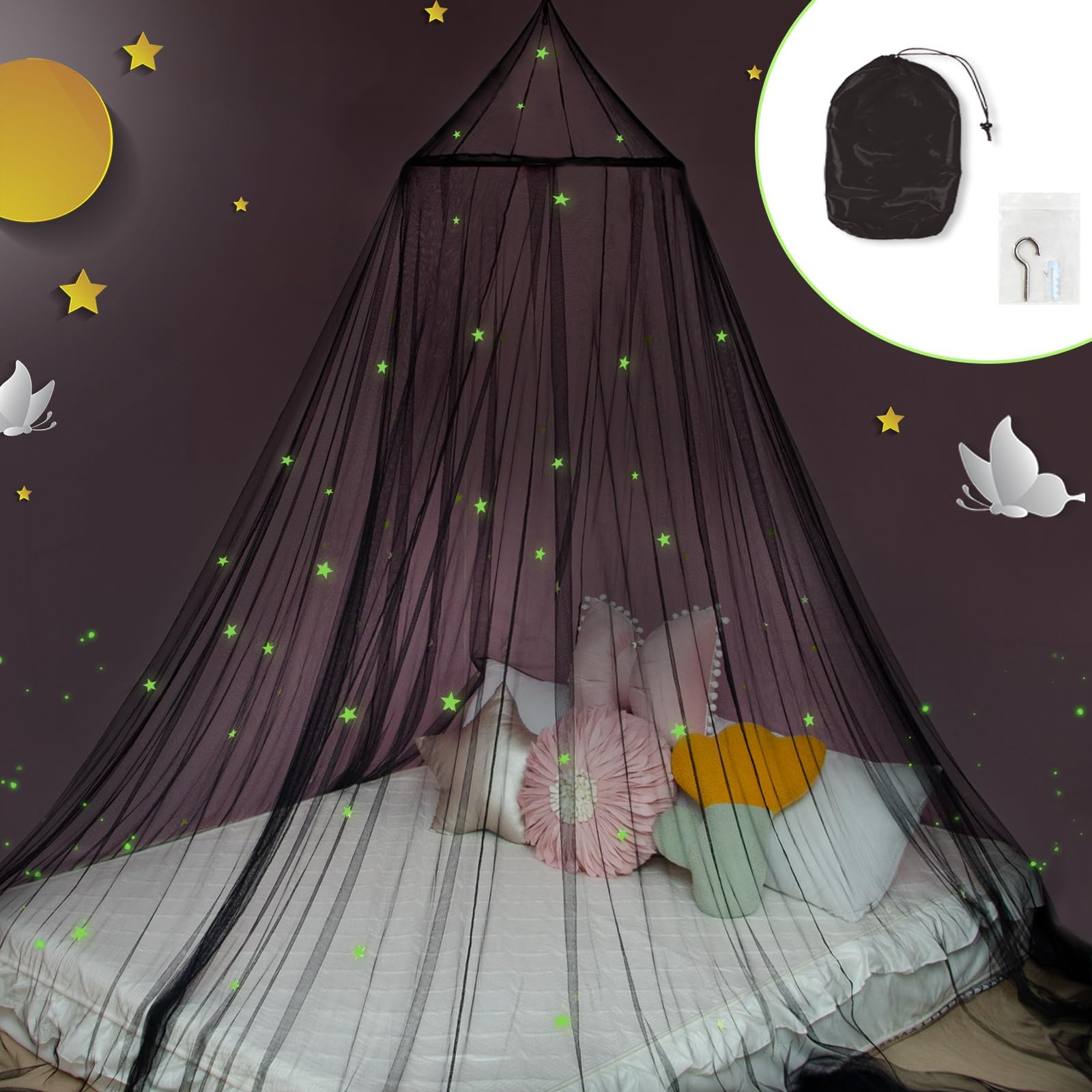 Amazon.com: Daksha Princess Bed Canopy for Girls with Glowing Stars ...