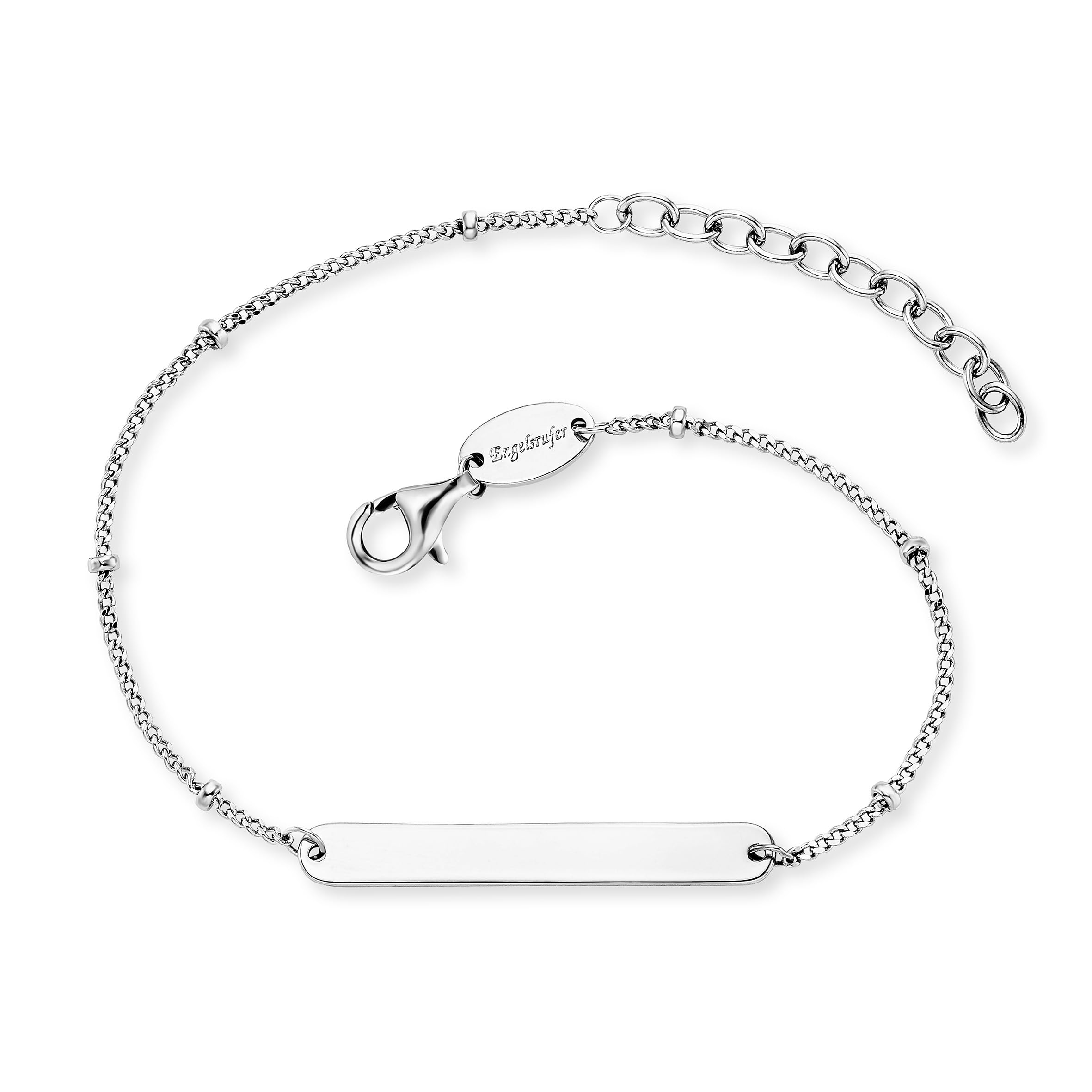 Engelsrufer Damen ID-Armband aus Sterling Silber, Platz für Gravuren in silber, Karabinerverschluss, längenverstellbar, nickelfrei, Größe: 17+3cm