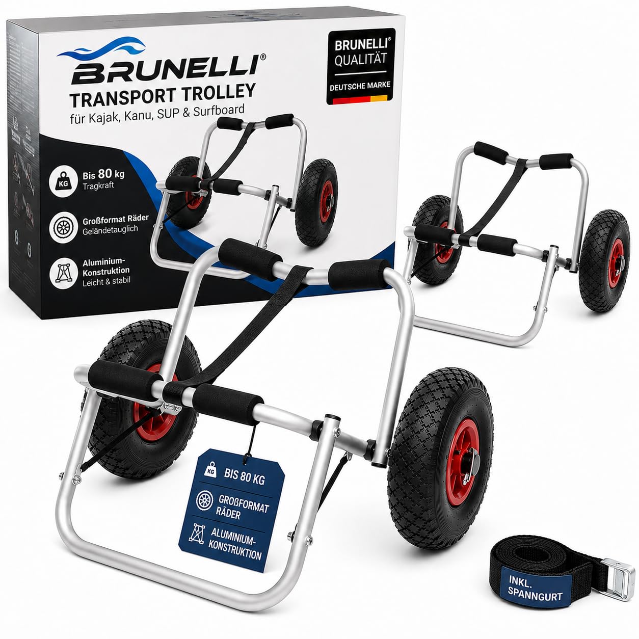 Brunelli Wózek transportowy 2 sztuki kajak łódź kanu SUP deska do surfingu