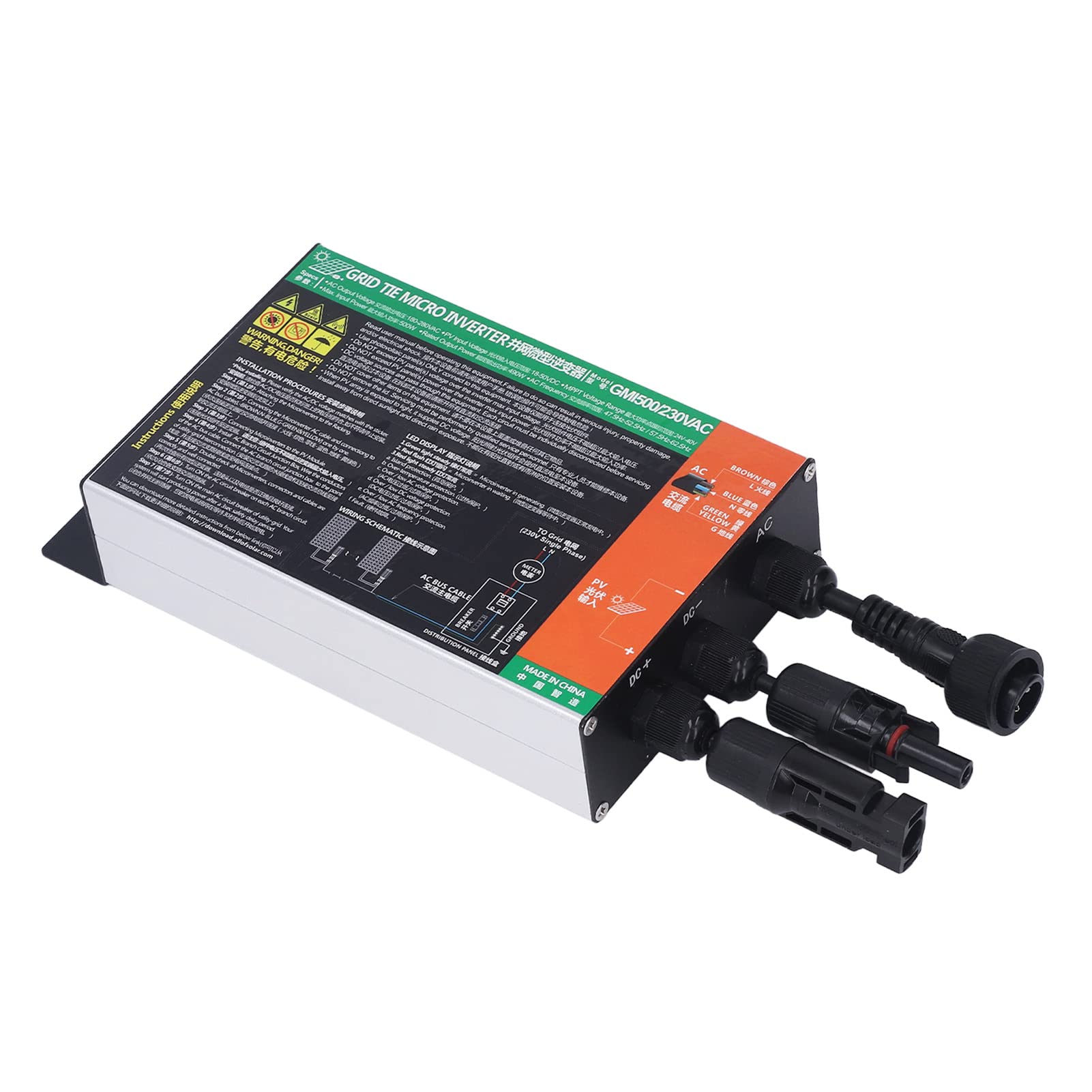 MicroInverter Solare, AC230V 92% Alta Efficienza di Conversione Inverter Compatto Sincronizzato MPPT Grid Tie per Sistemi Energetici (500W)