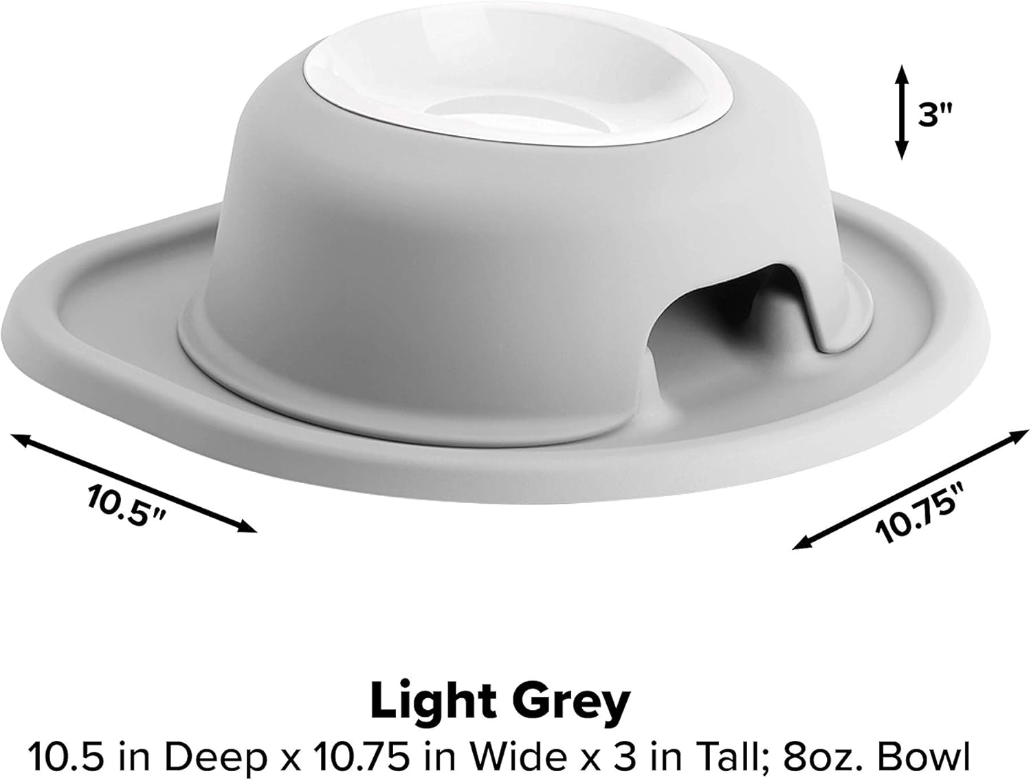 WeatherTech Single High Pet Feeding System w/Plastic Dog/Cat Bowls - 3" High Stand Light Grey (PSH0803LGLG)
