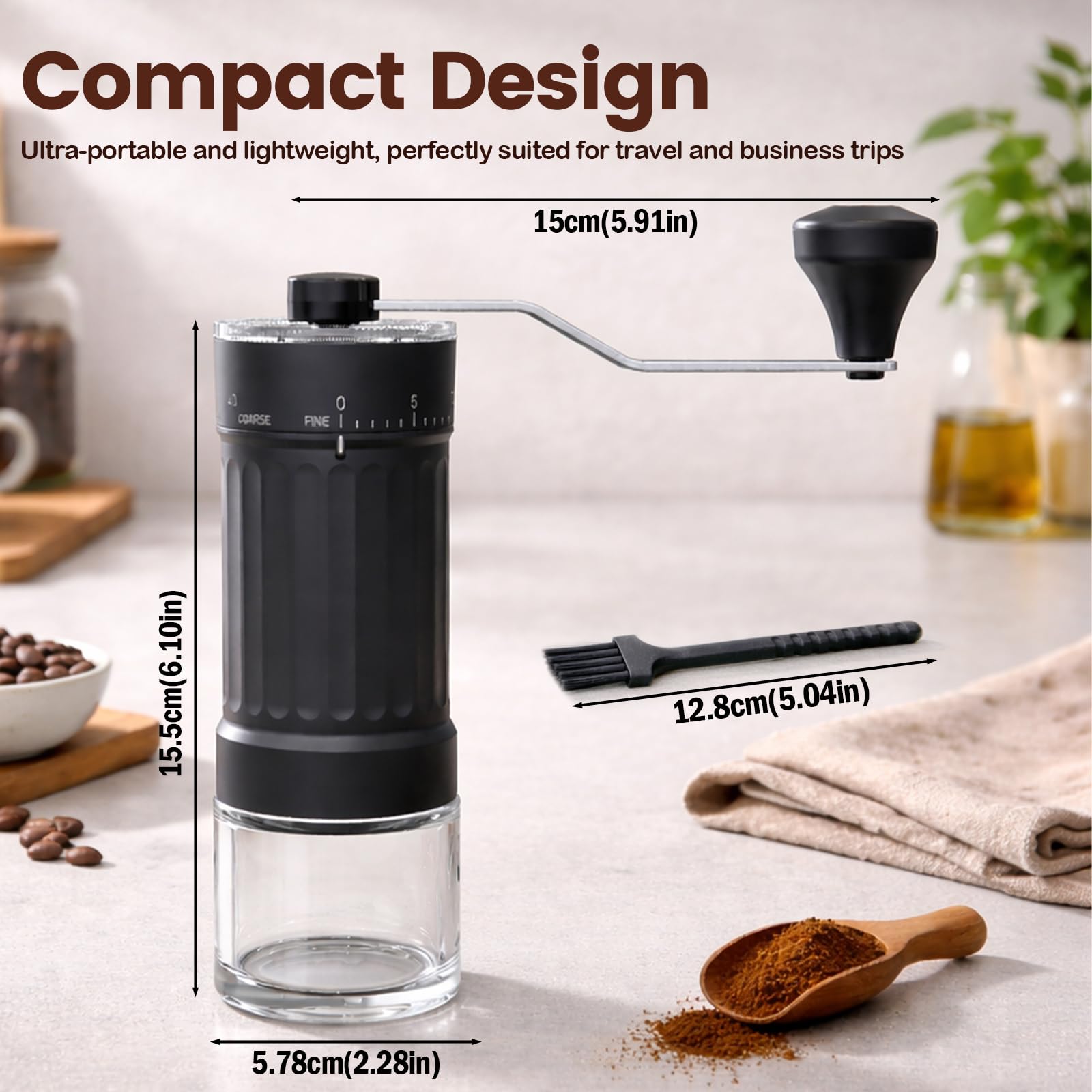 Mini Molinillo de Café Manual, Molino de Café Manual Externo y Ajustable, Ajuste de 40 Niveles, Molino de Café Manual para Viaje Oficina — view 2