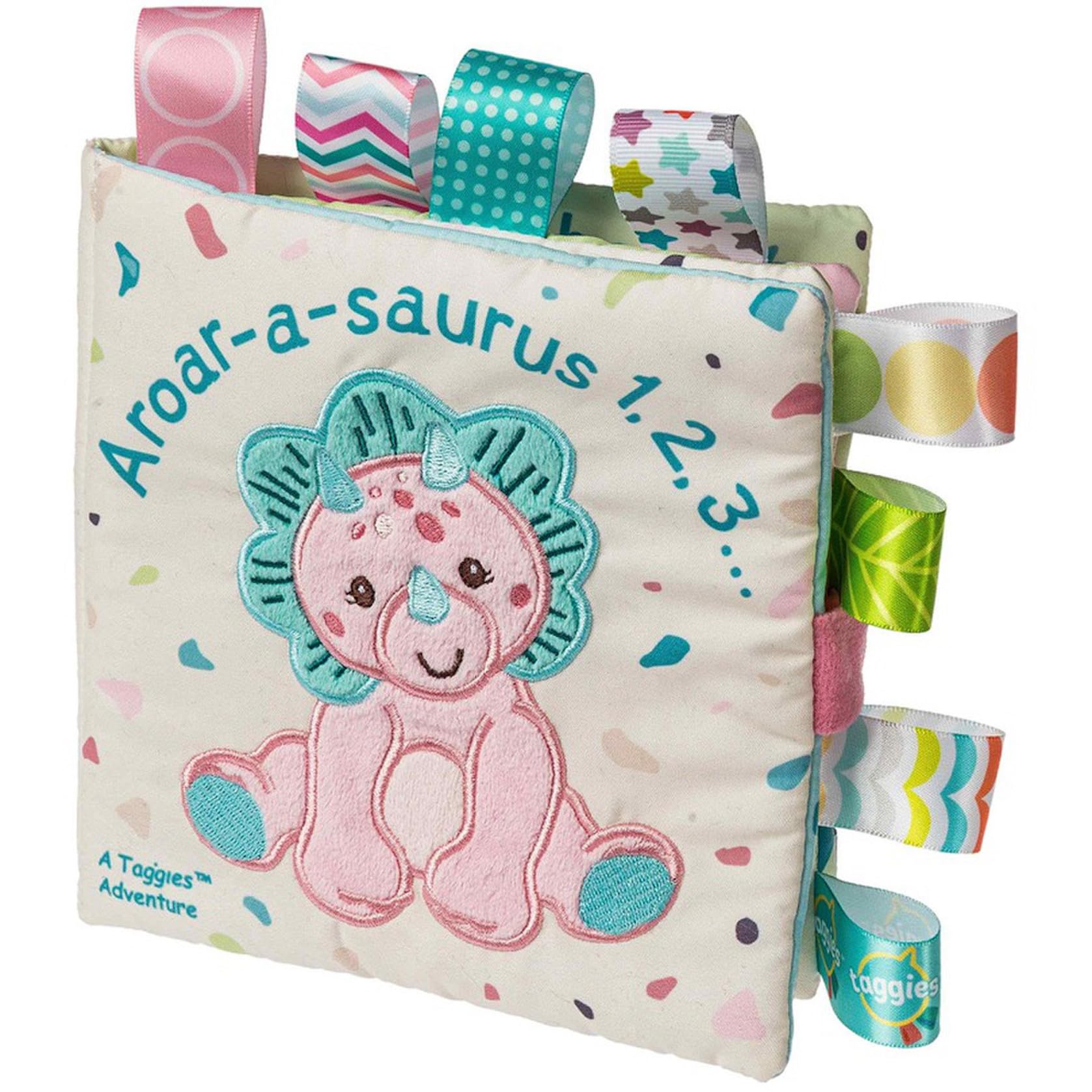 Taggies - Libro de tela suave con papel arrugado y chirriante, 6 x 6 pulgadas, Aroar-a-Saurus