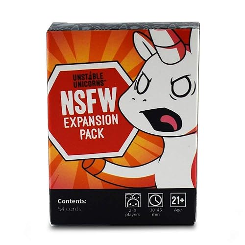 Unstable Unicorns Paquete de expansión no seguro para el trabajo NSFW - Diseñado para ser añadido a tu juego de cartas de unicornios inestables para
