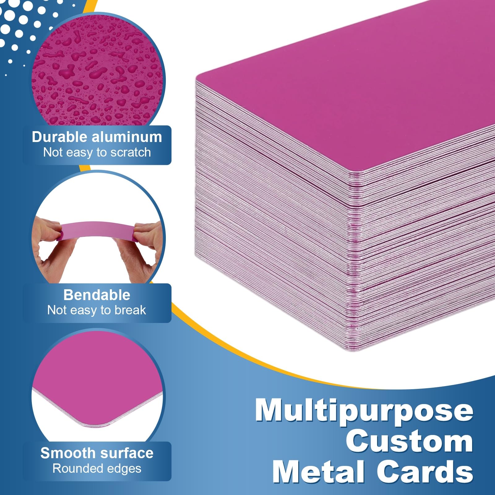 sourcing map 200 tarjetas de visita de metal con grabado láser de aluminio, tarjetas de nombre en blanco (0.4 mm de grosor, morado) – Multiusos personalizadas, para grabador láser CNC, bricolaje