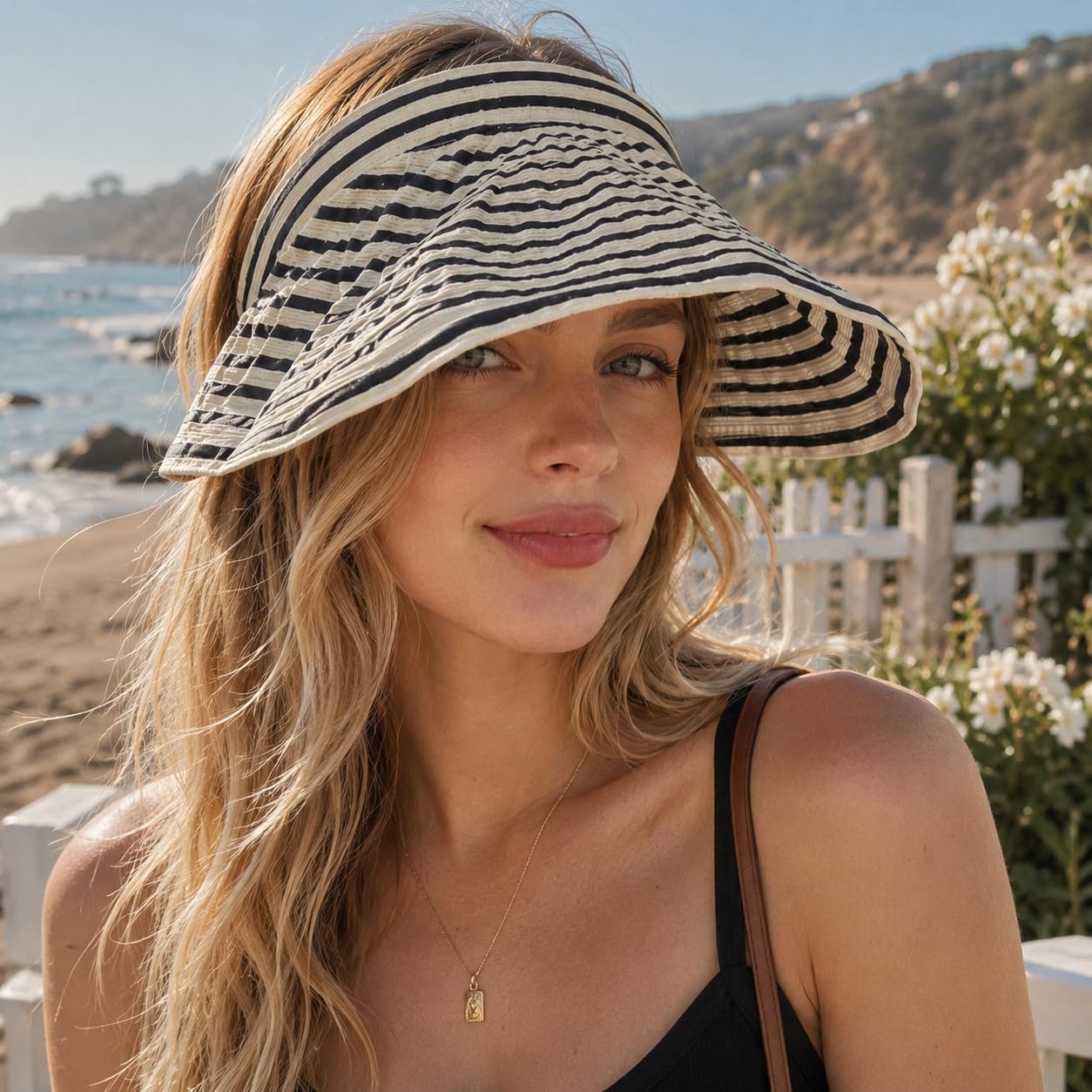 U Scinan Women Summer Sun Hat Foldable Large Brim Canvas Visor Quick Dry Beach Outdoor UV Protection Cap Beige