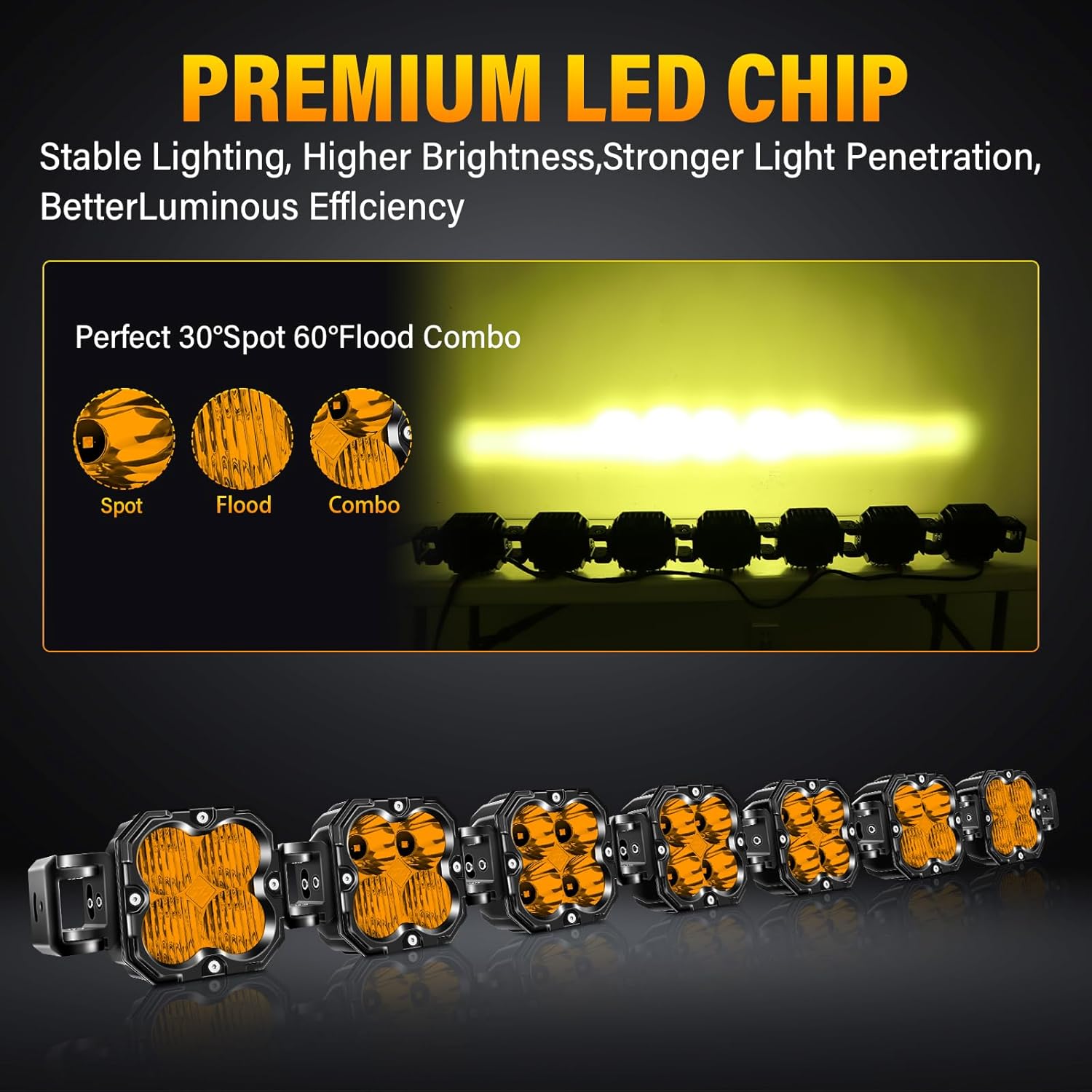 SKYWORLD 46インチ 210W 17500 LM LEDライトバー 車 作業灯 広角狭角 12V 24V 兼用、防水 汎用車