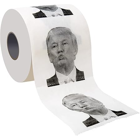 Rulyyo Donald Trump Toilet Paper - Funny Novelty Gag Political Gag Gift Bathroom Tissue, 3 Ply, 300 Sheets, 1 Roll - Hilarious White Elephant Gift Christmas Stocking Stuffer Birthday Gift