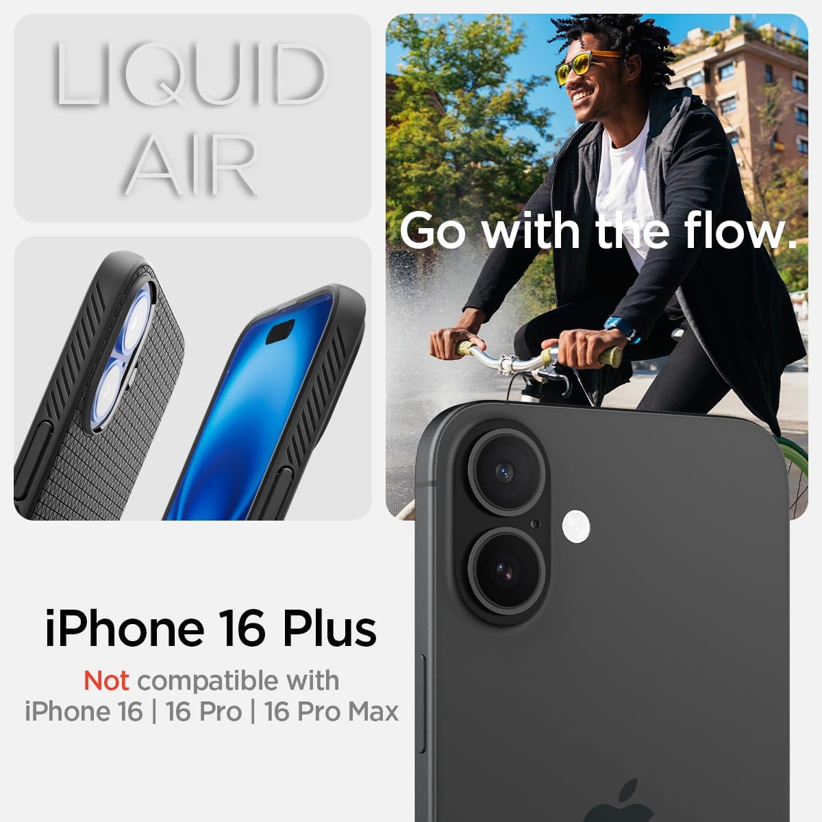 Spigen Liquid Air Designed for iPhone 16 Plus Case [NOT Compatible with MagSafe], [Military-Grade Protection] - Matte Black - Image 2