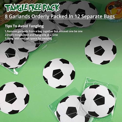 Miniatura 3 de Faccito 12 pancartas de fiesta de fútbol para fiestas temáticas deportivas, decoraciones colgantes de papel de fútbol para niños, adolescentes,