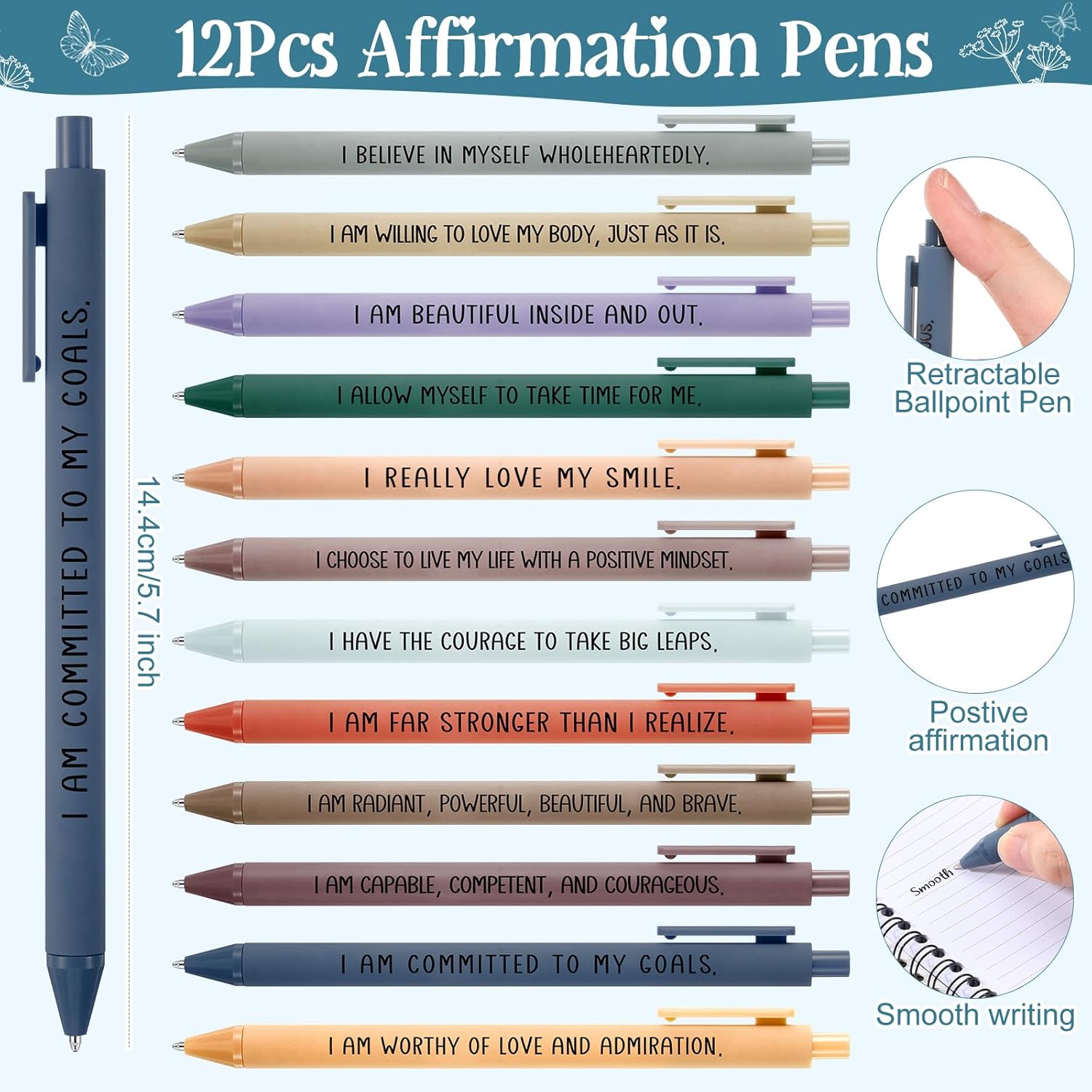 Kosiz 24 Pcs/12 Set Positive Affirmation Spiral Notebooks with Pens Employee Appreciation Gifts Bulk Small Motivational Journal for Christmas Coworker Staff Teacher Nurse Women Holiday Gift (Vivid) - Image 3