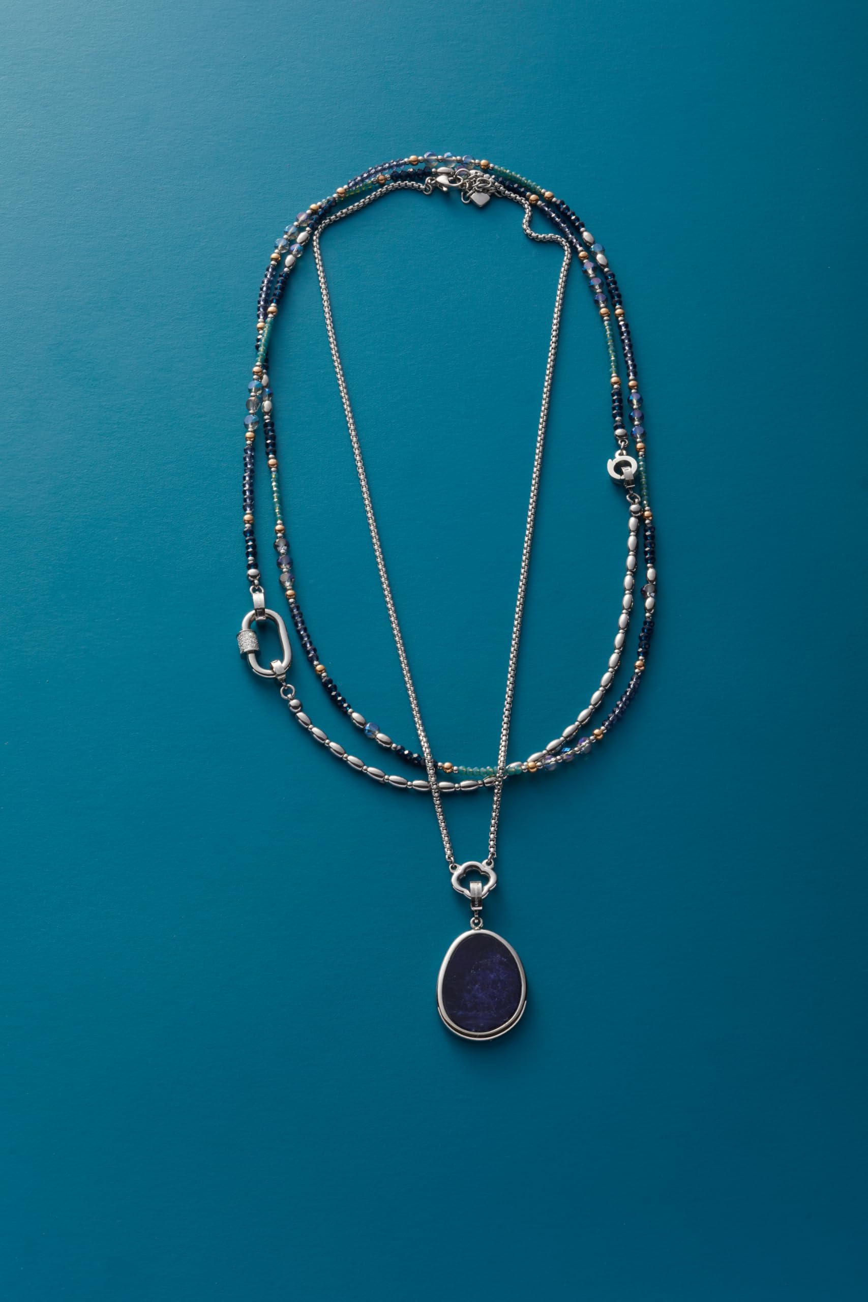 JEWELS BY LEONARDO Anhänger Clip & Mix Prilla, Ketten-Anhänger aus silberfarbenem Edelstahl, blauer Sodalith-Stein in organischer Form, Schmuck Geschenk für Frauen, 024557