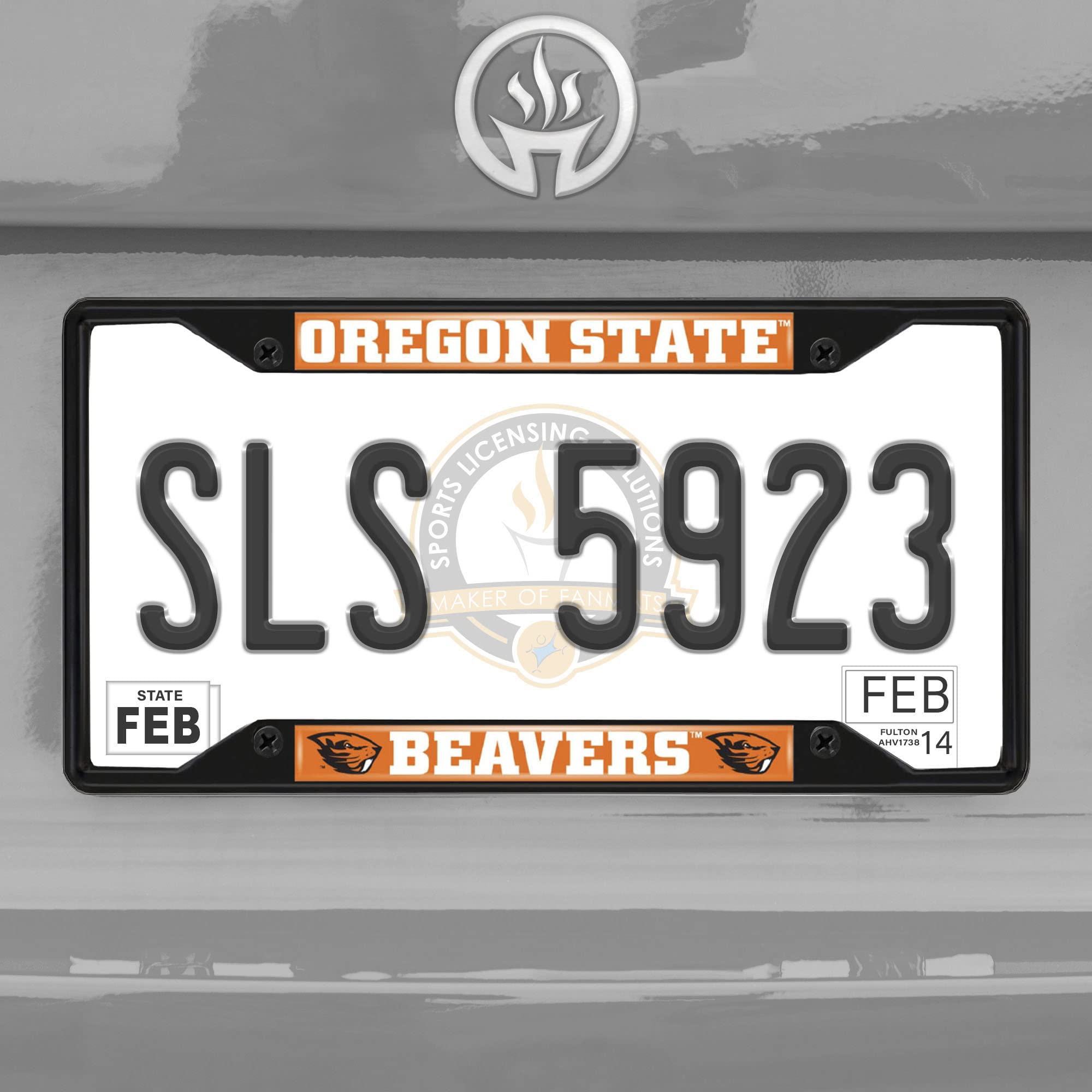 FANMATS 31277 Oregon State Beavers Metal License Plate Frame Black Finish