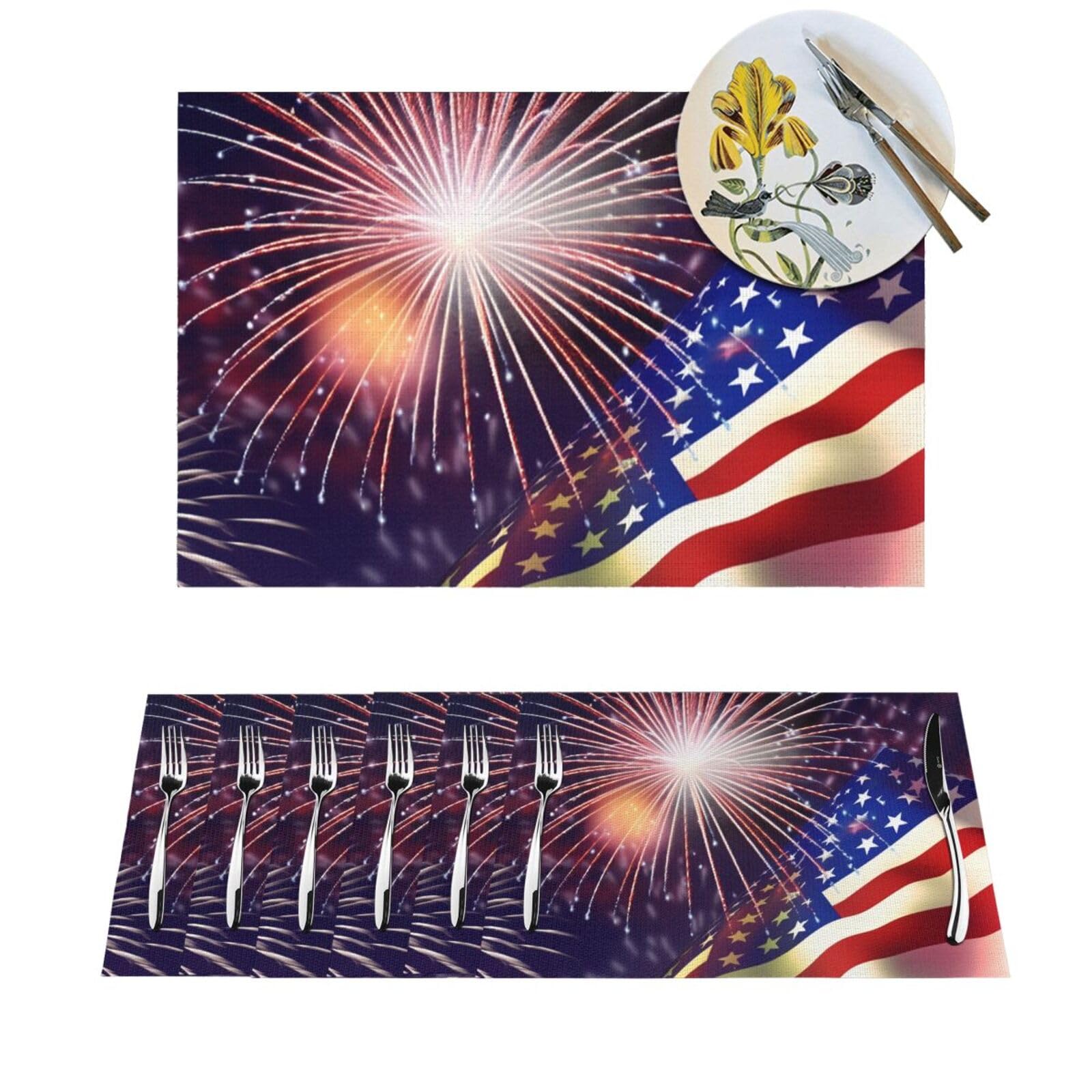 Sets de table en PVC tisse de qualite superieure tapis de table motif feux d'artifice
