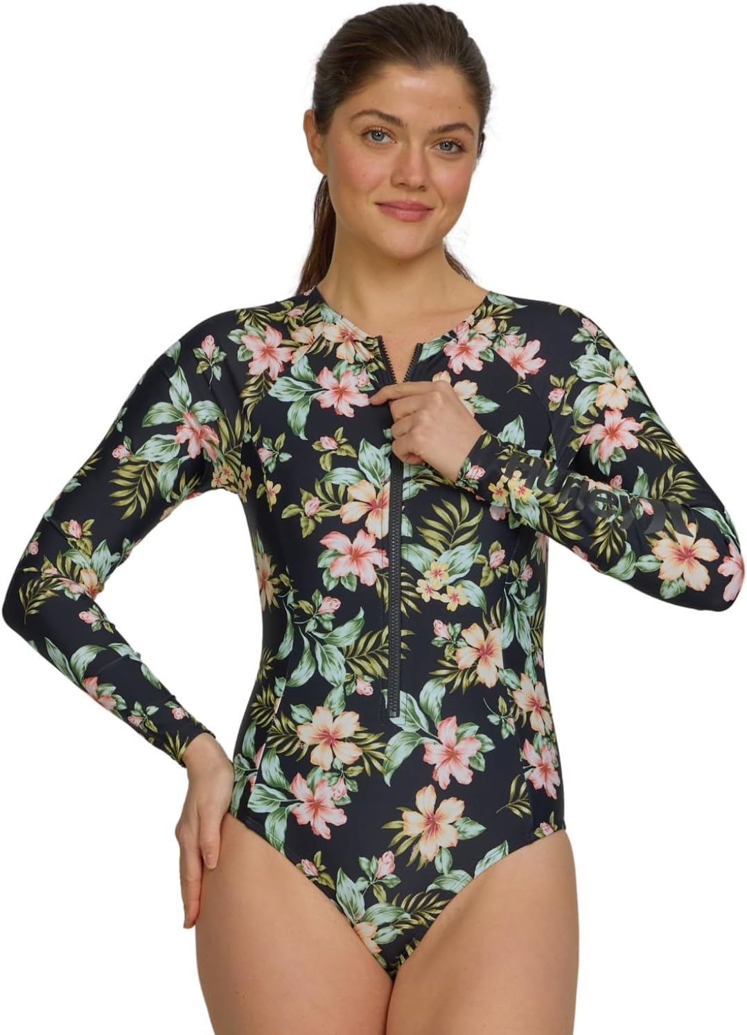 Hurley Long Sleeve Womens One Piece Swimsuits, Swimsuit for Women, Bathing Suit for Women, Swim Suit UPF 50+ SPF UV Protected