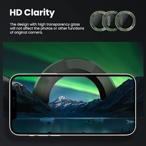 Miniatura 5 de Tensea Protector de lente de cámara para iPhone 13 Pro, iPhone 13 Pro Max, protector de pantalla de vidrio templado 9H, anillo individual de metal