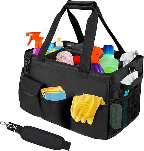 Organizador de limpieza con asa, bolsa de limpieza, bolsa grande para casa, suministros de limpieza de automóvil, bolso de limpieza con correas de