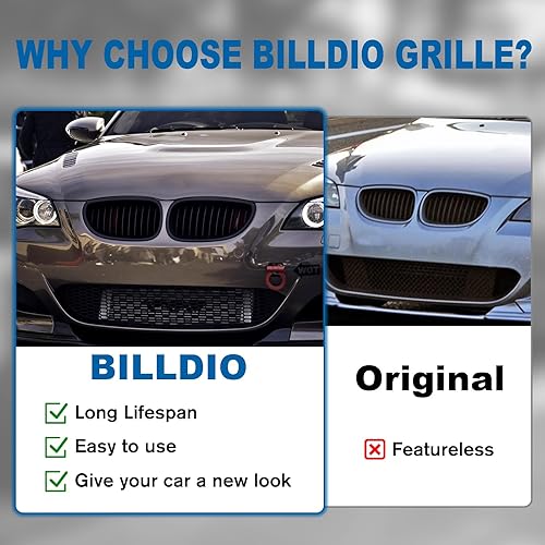 Miniatura 47 de Rejilla frontal F10 para riñón con doble listón, color negro brillante, compatible con BMW Serie 5 2010-2017, F10, F11, F18, Sedan 520i, 528i, 535d