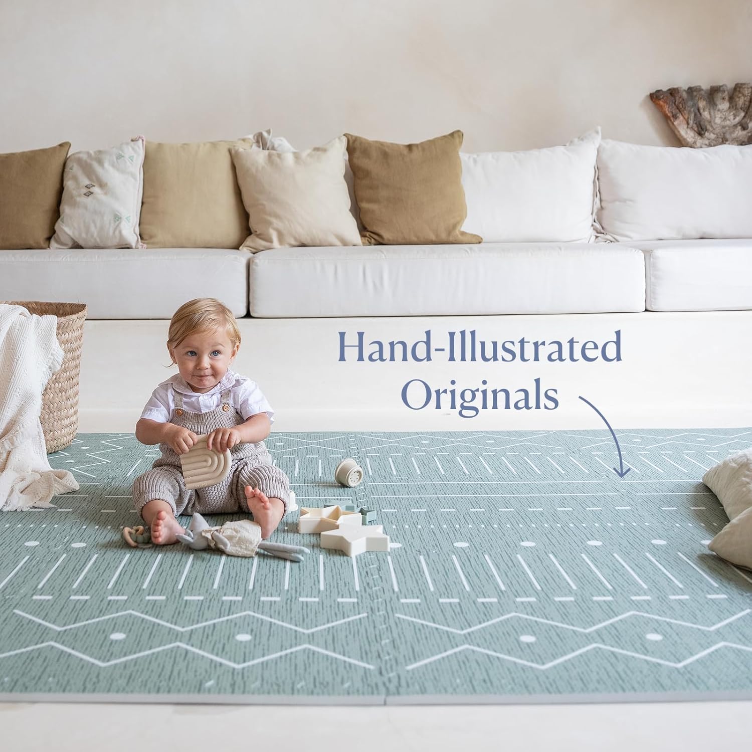 Toddlekind Playmat - Premium Foam Playmat, 4 x 6 feet, 6 Tile Extra Thick Foam Floor Puzzle Mat for Babies/Toddlers Stylish, Non-Toxic, Odorless. Perfect for Tummy Time, Crawling, and Play. Ideal for Nursery and Playroom. 0m+