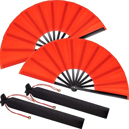 Ventilador de mano grande de seda plegable de mano chino Tai Chi plegable para hombres y mujeres actuaciones, bailes, decoraciones, festivales,